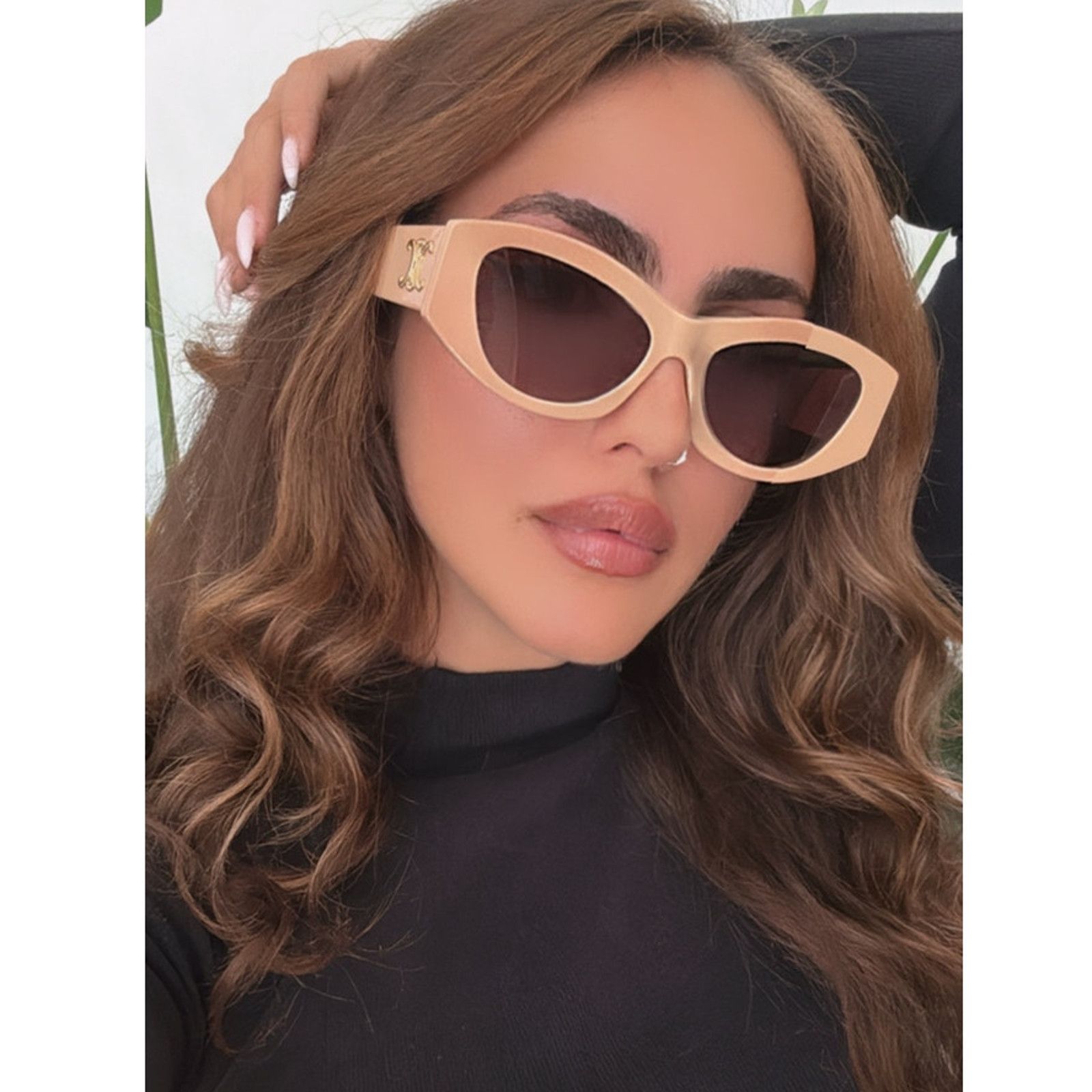 Celine NEW Celine CL40308U Triomphe Cat Eye Nude Sunglasses Size ONE SIZE - 1 Thumbnail