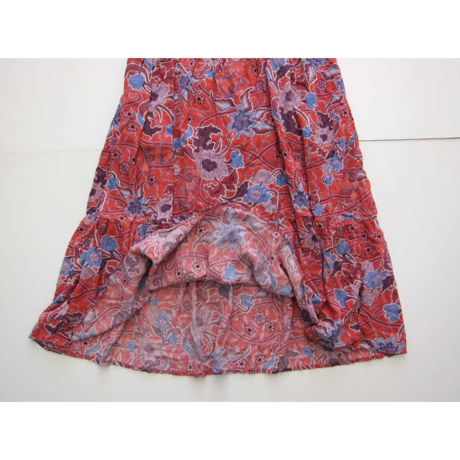 Vintage Knox Rose 100% Rayon Pink Blue Floral Pocket V-Neck Tank Slip Sun Dress Small Size S / US 4 / IT 40 - 5 Thumbnail