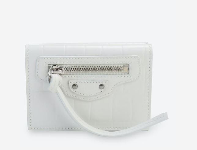 image of Balenciaga O1S1Rm0124 Neo Class.mini Wal Semi Shiny Embo Croc Calf As in White, Women's
