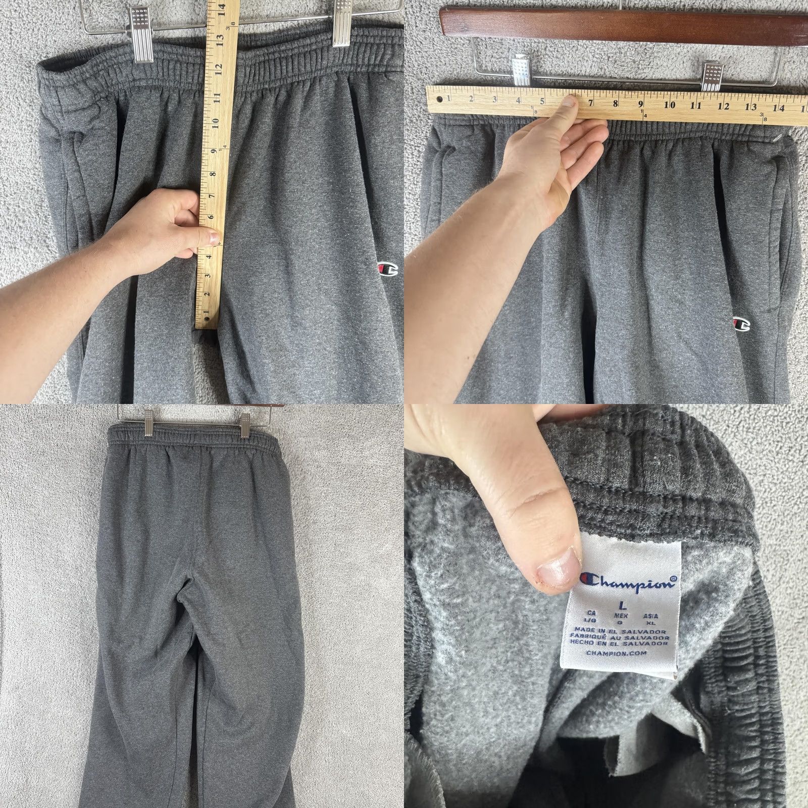 Champion Champion Sweatpants Mens Large Gray Fleece Open Bottom Elastic Waist Lounge Size US 33 - 8 Thumbnail