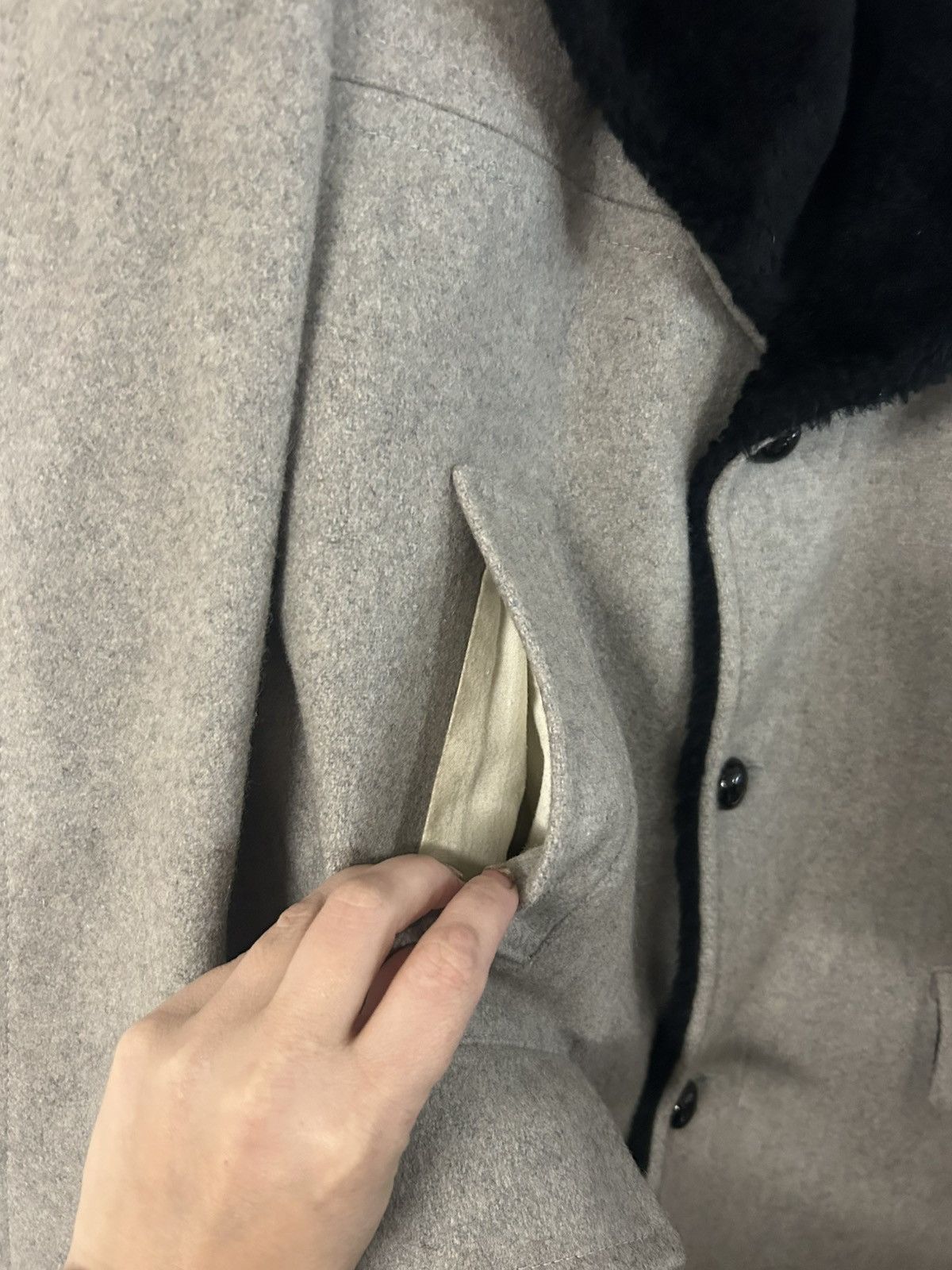 Sears Gray Vintage Sears Coat 1970 Faux Fur Collar Sz 38 Wool Mens Size US XS / EU 42 / 0 - 3 Thumbnail