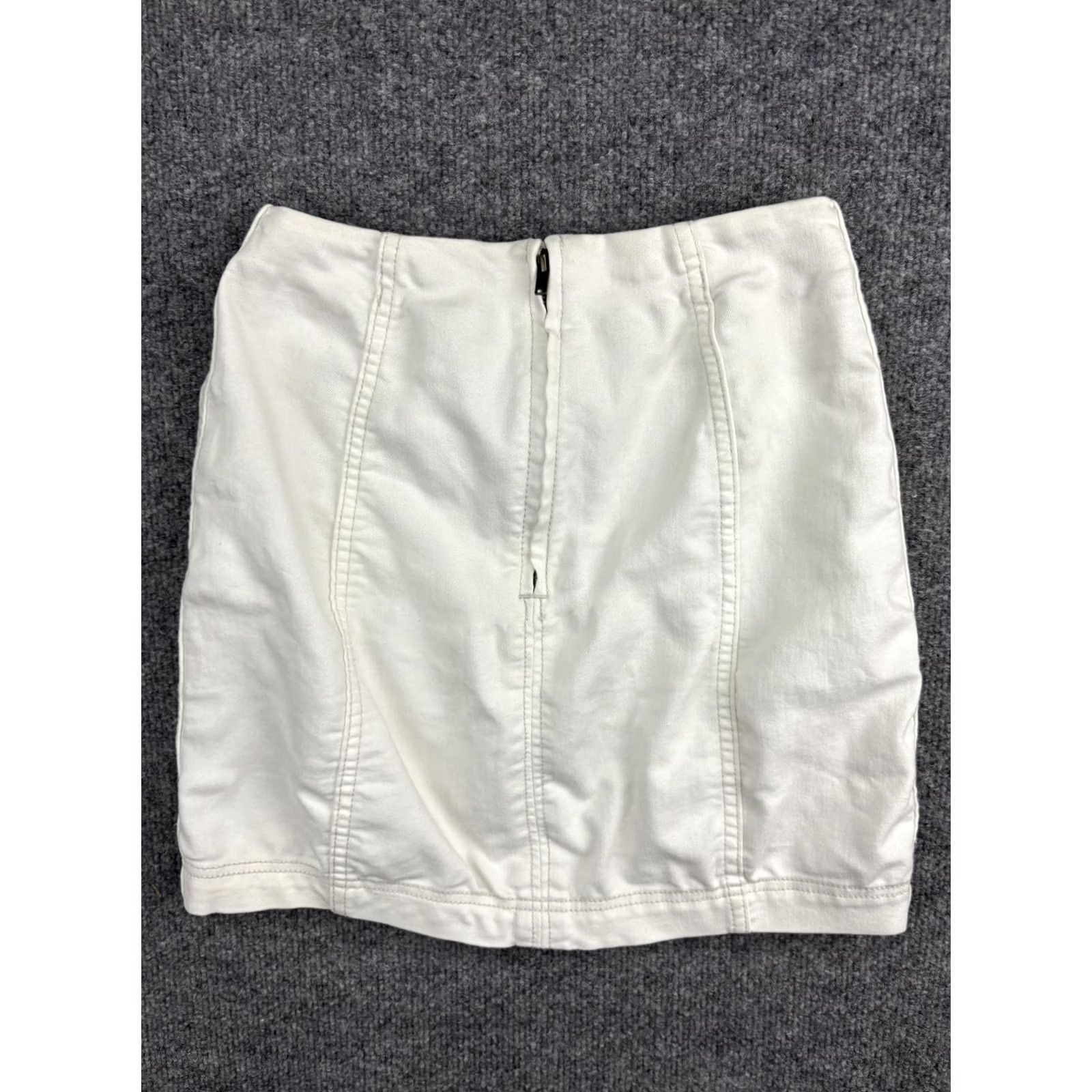 Free People Free People Skirt Womens 0 White High Waist Mini Cotton Blend Fitted Casual Slit Zipper Twill Short A-Line Comforts Bohemian Preppy Womens Size 25" / US 0 / IT 36 - 6 Thumbnail