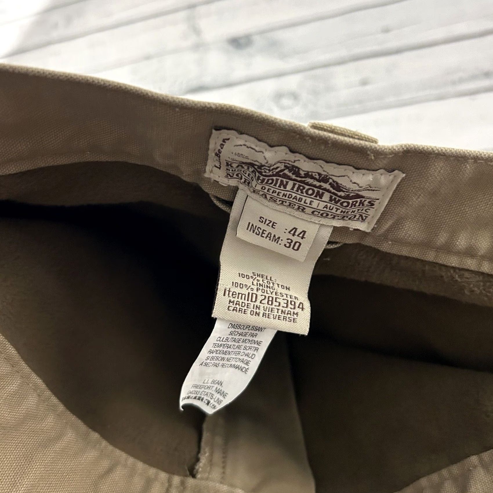 Vintage Katahdin Iron Works Nor' Easter Khakis Pants Mens 44x30 Beige Cotton Lined Fleece pants Size US 44 / EU 60 - 3 Thumbnail