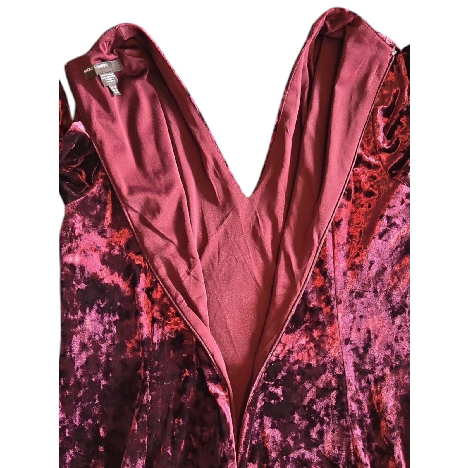 MAGGY LONDON Maggy London | Burgundy Crushed Velvet Dress | Size 14 Size XL / US 12-14 / IT 48-50 - 8 Thumbnail