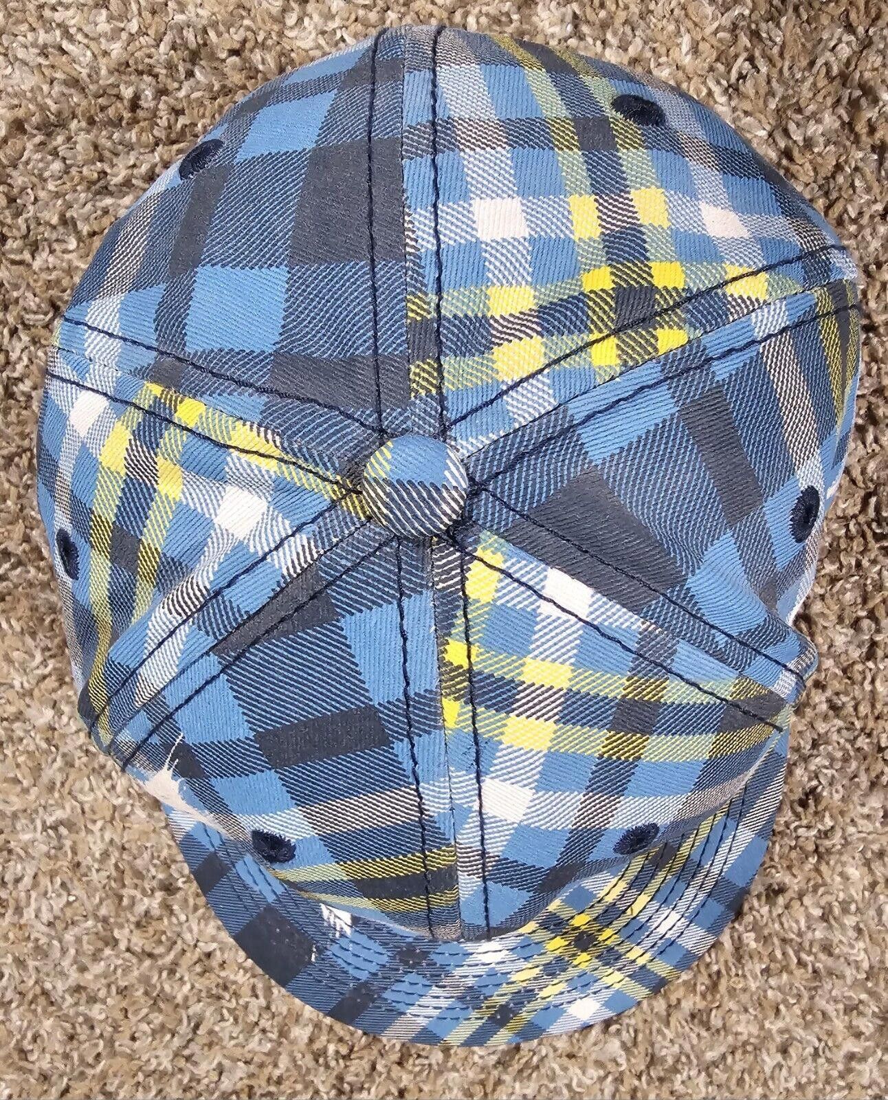 Designer EXPLICIT Star Streetwear Hat Plaid Yellow Blue White S/M Fit Size ONE SIZE - 6 Thumbnail