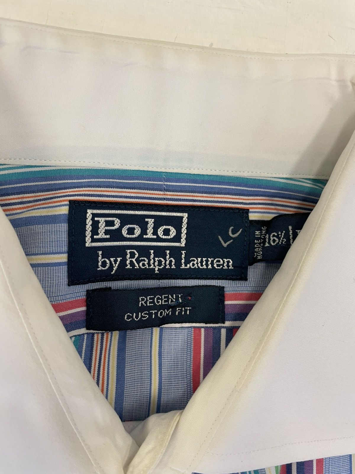Polo Ralph Lauren × Vintage Bold Rainbow Stripe Contrast Collar Shirt Size US L / EU 52-54 / 3 - 4 Thumbnail