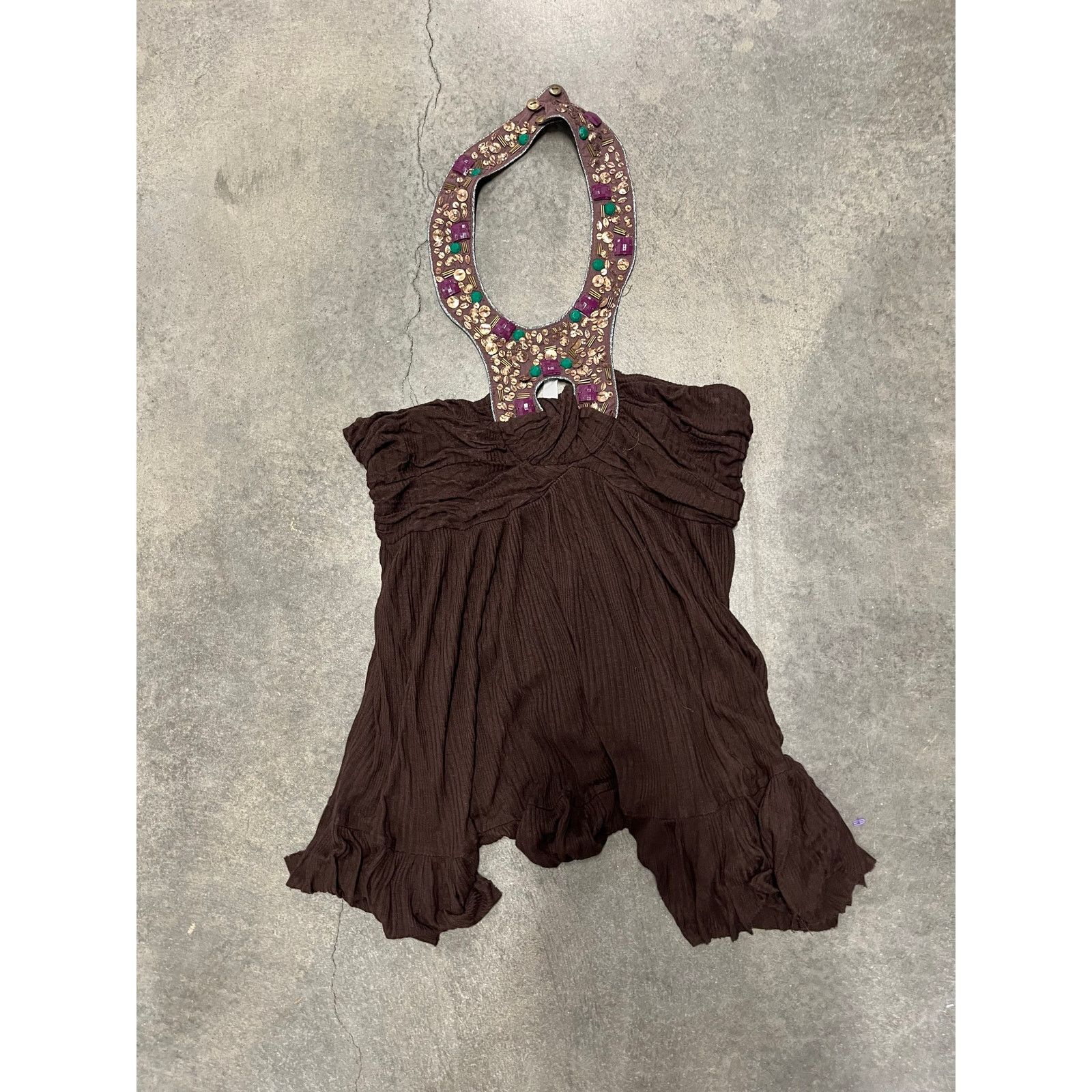 Free People VTG 90’s Y2K free people Beaded Rhinestone Halter Top Size S / US 4 / IT 40 - 1 Thumbnail