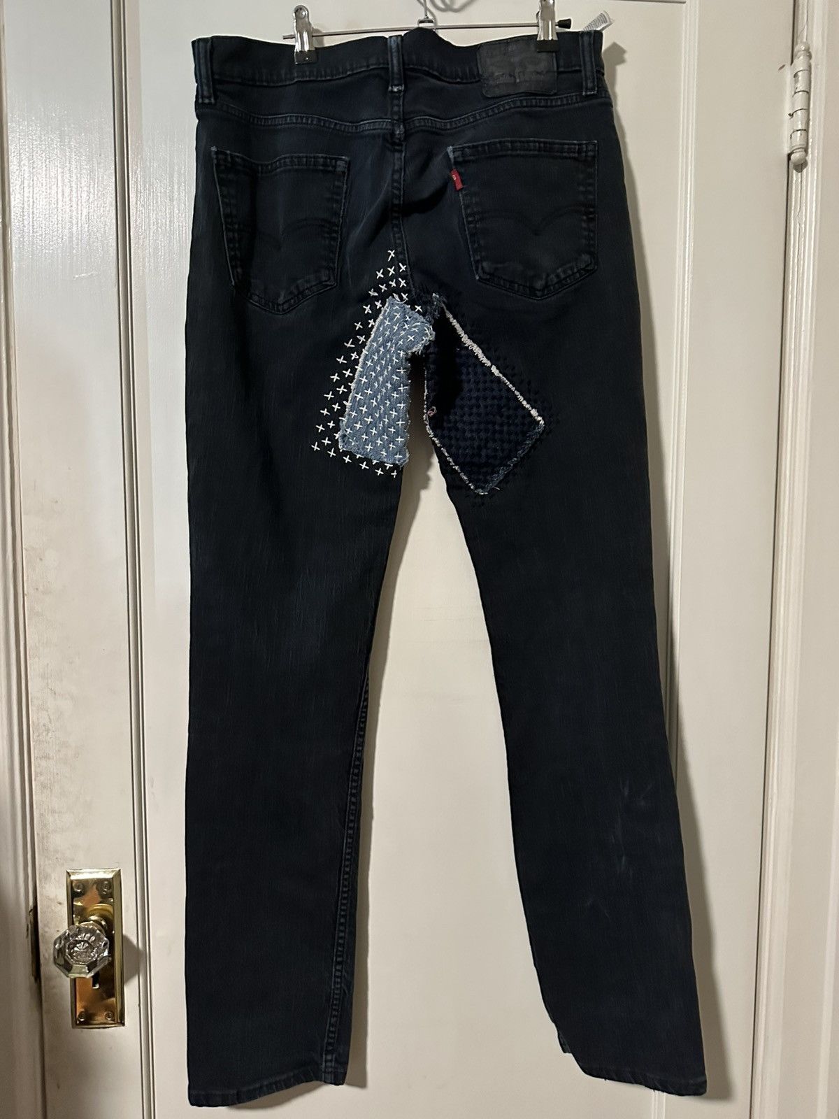 Levi's Black Jeans with Sashiko embroidered patches Size US 34 / EU 50 - 2 Thumbnail