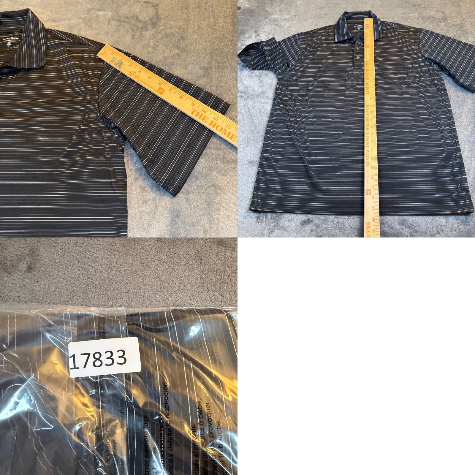 Vintage Pebble Beach Polo Shirt Mens Large Black White Striped Golf Performance Athletic Short Sleeve Shirt Size US L / EU 52-54 / 3 - 8 Thumbnail
