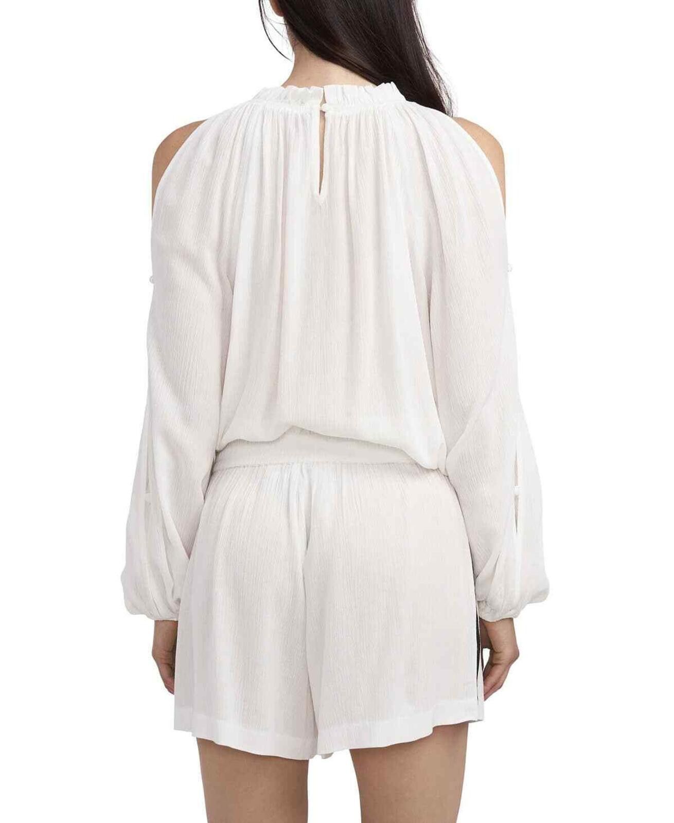Vince Camuto Vince Camuto Ivory Cold Shoulder Crepon Halter Blouse Size M / US 6-8 / IT 42-44 - 2 Thumbnail