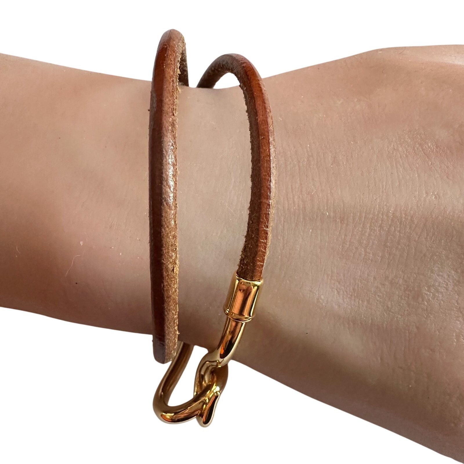 Hermes Hermès Jumbo Leather Hook Double Wrap Bangle Bracelet Choker Size ONE SIZE - 4 Thumbnail