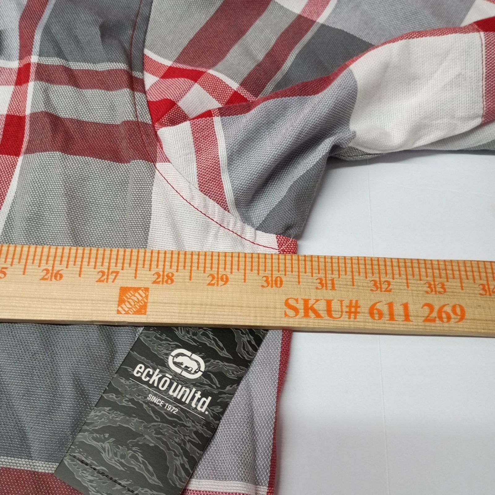 Ecko Unltd. Ecko Unltd Shirt Men's 5XB Pocket Button Red Gray Plaid NWT Size US XXL / EU 58 / 5 - 4 Thumbnail