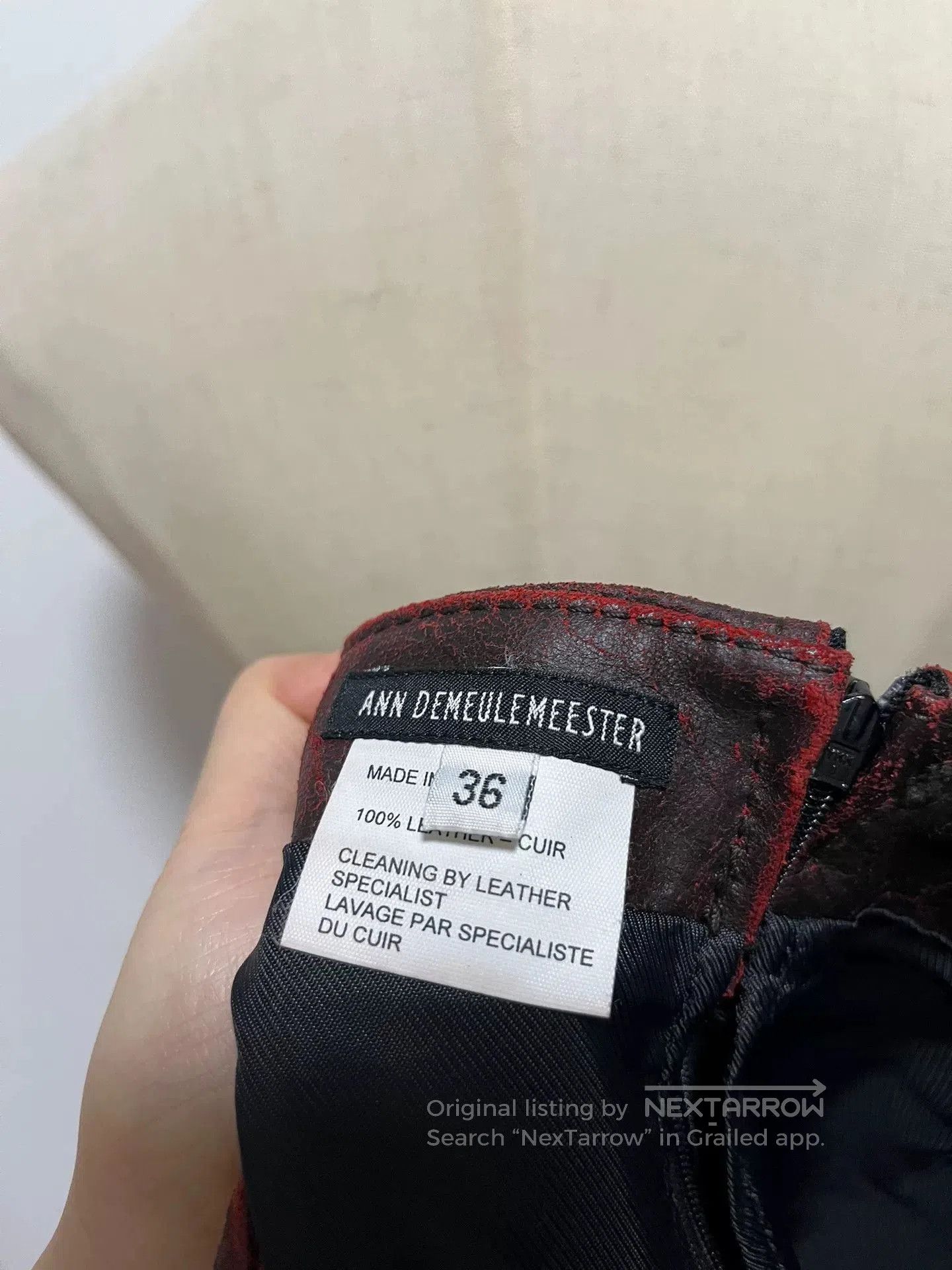 Ann Demeulemeester Ann Demeulemeester Red Cracked Leather Mini Skirt. Size 36" / US 14 / IT 50 - 6 Thumbnail