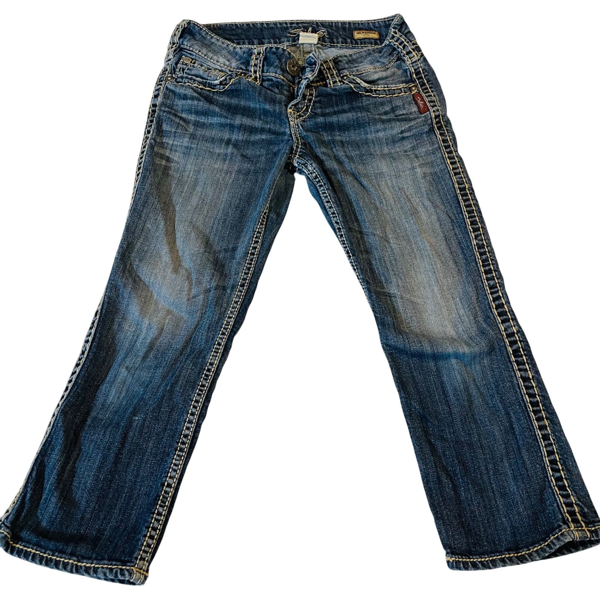 Silver Jeans Co. Womens Silver Capri Jeans Suki Distressed Blue Wash Size 26 Size 26" / US 2 / IT 38 - 1 Thumbnail