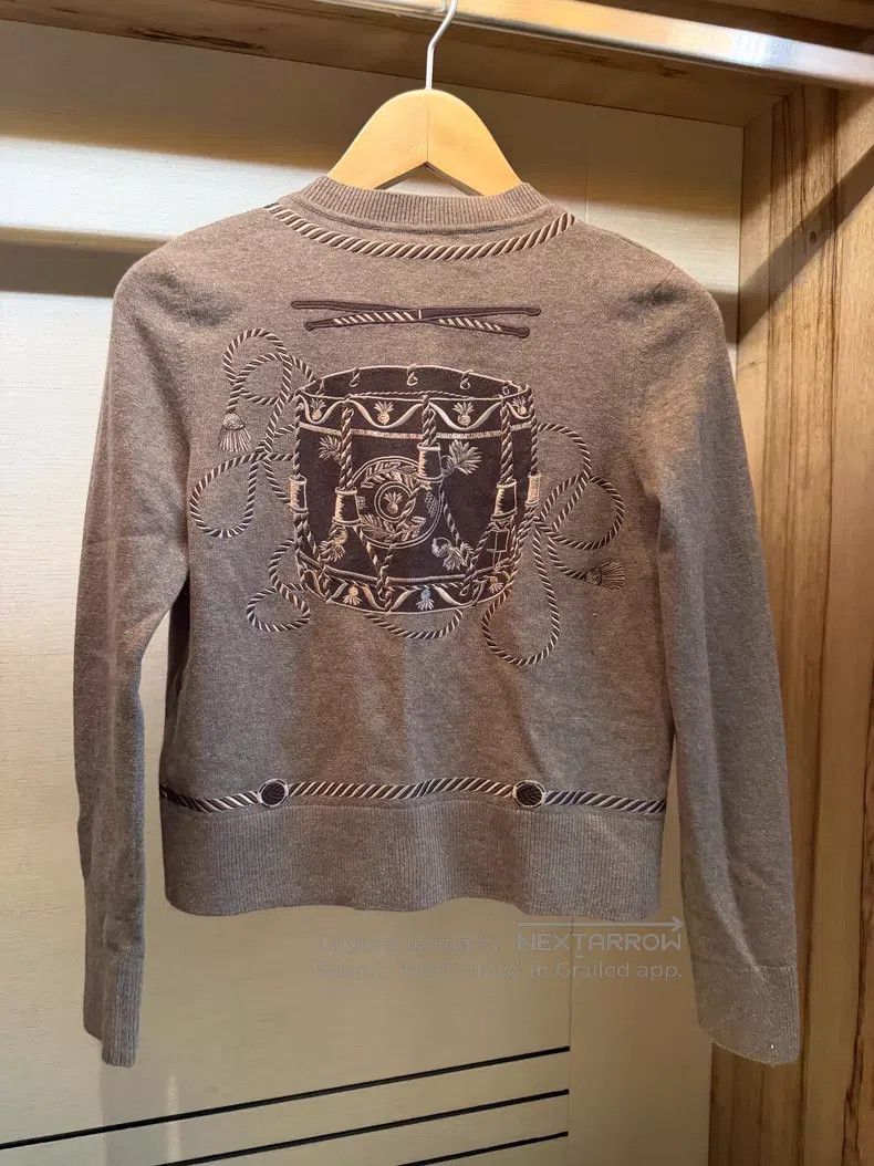 Hermes Hermes Elephant Grey Embroidered Wool Knit Cardigan Size XXS / US 00 / IT 34 - 2 Thumbnail