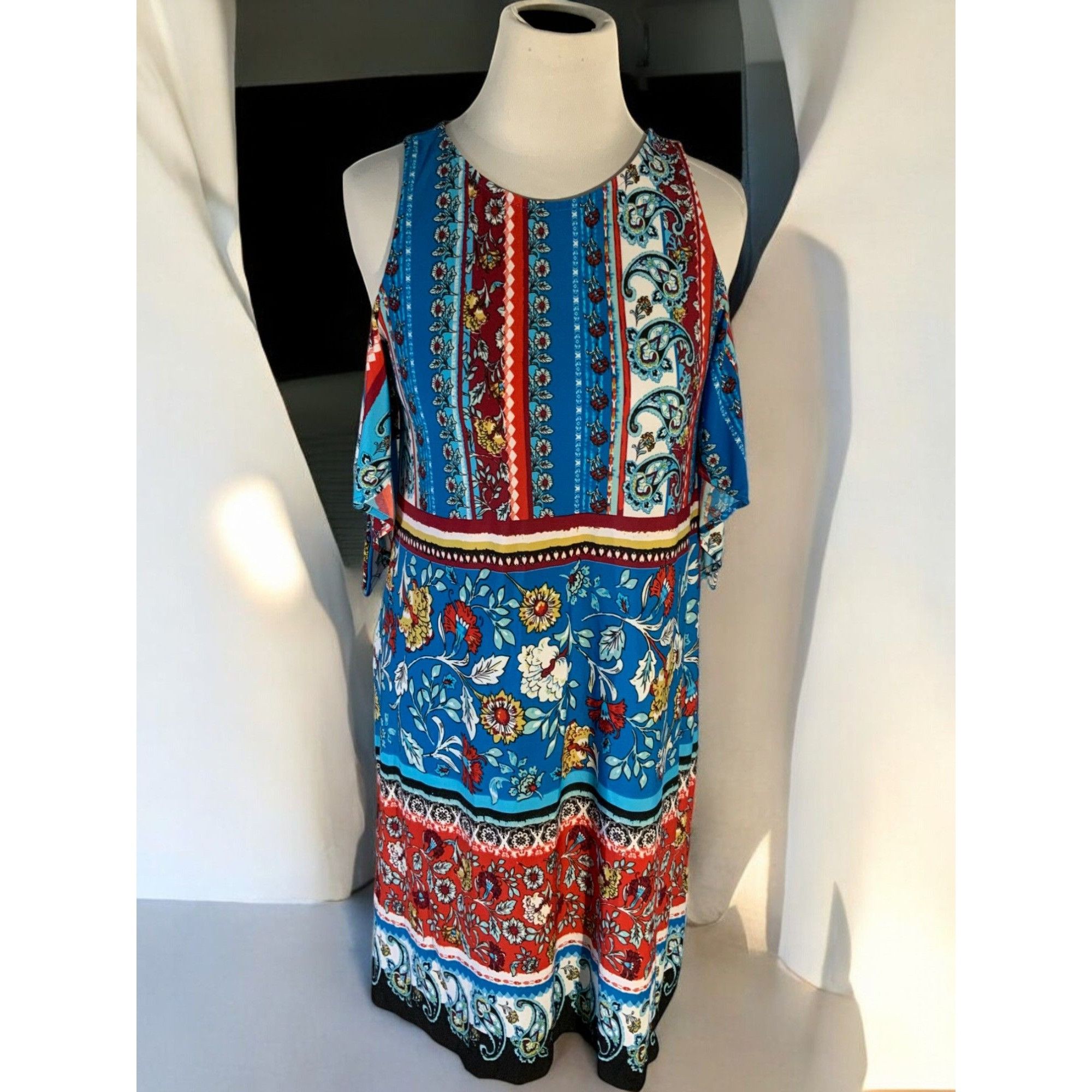 Designer Bohemian Floral Print Colorful Keyhole Sleeveless Dress S Size S / US 4 / IT 40 - 10 Thumbnail