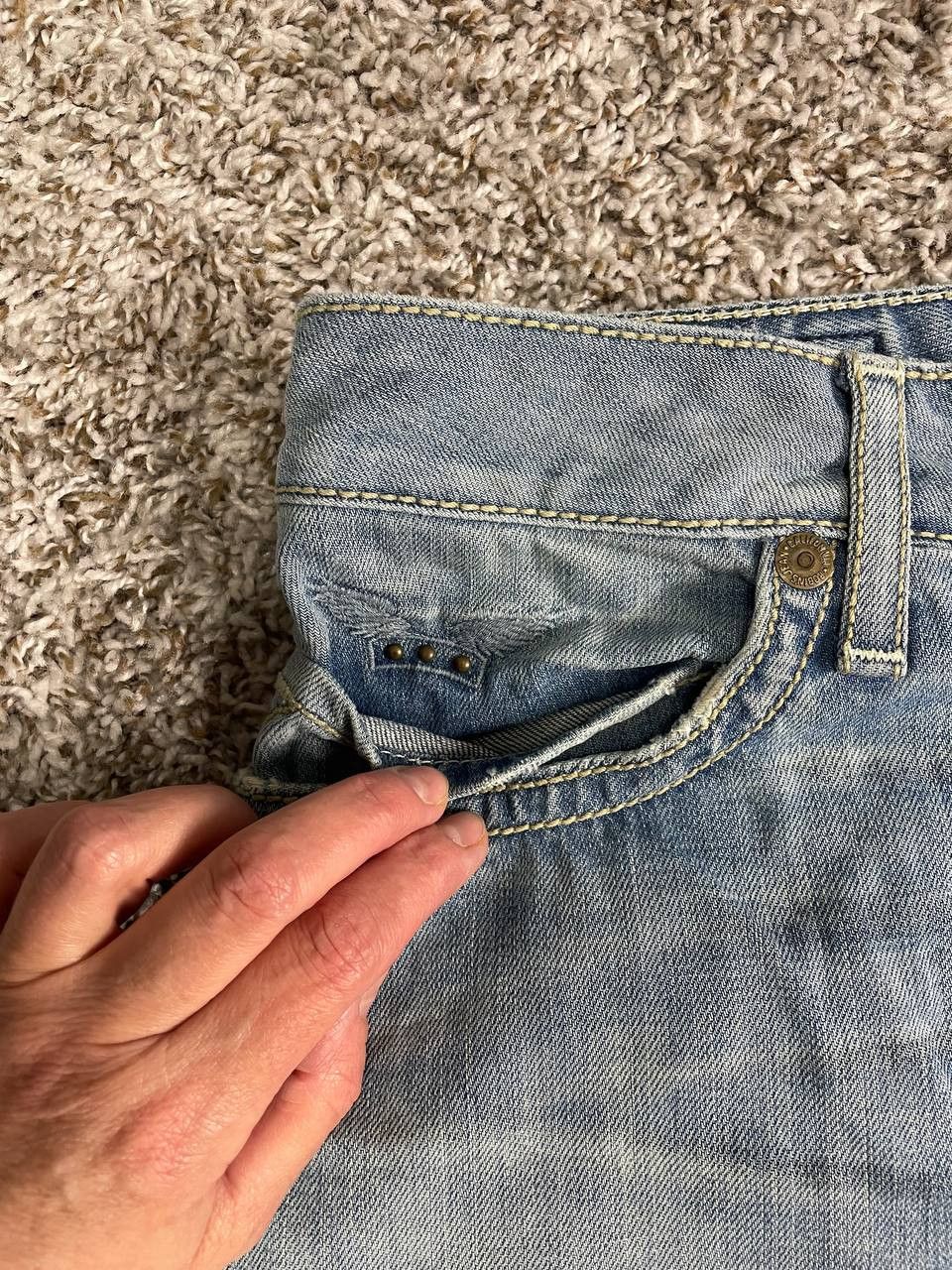 Robins Jeans Robin's Jean Zip RND Flap Studded Blue Jeans Size US 38 / EU 54 - 4 Thumbnail