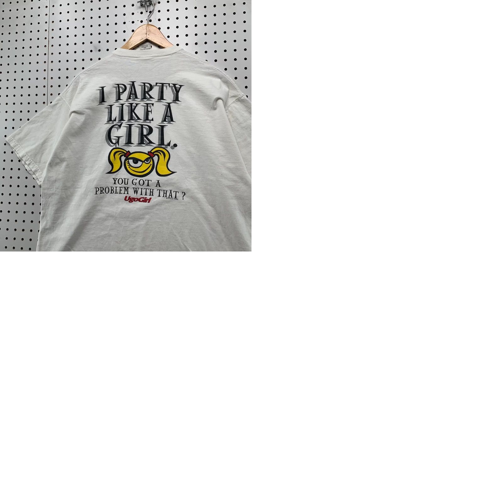 Vintage VINTAGE UGO Girl T Shirt Mens XL White Ugogirl Party Like A Girl Shirt Mens XL White Ugogirl 90s Beer Funny Event Summer Spring Mens Size US XL / EU 56 / 4 - 10 Thumbnail