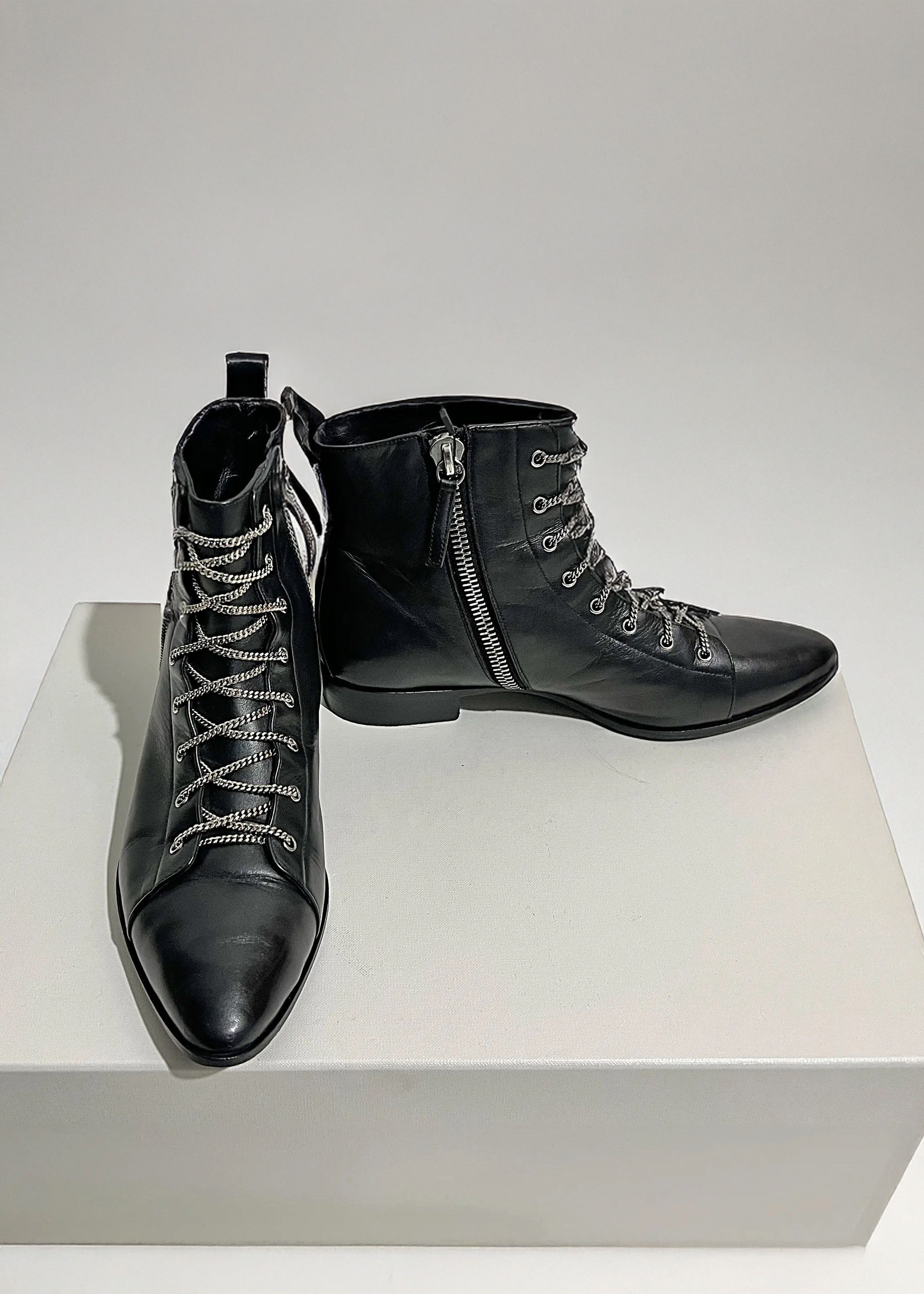 Giuseppe Zanotti Ankle Boot Embellished With Chains Size US 7.5 / IT 37.5 - 3 Thumbnail