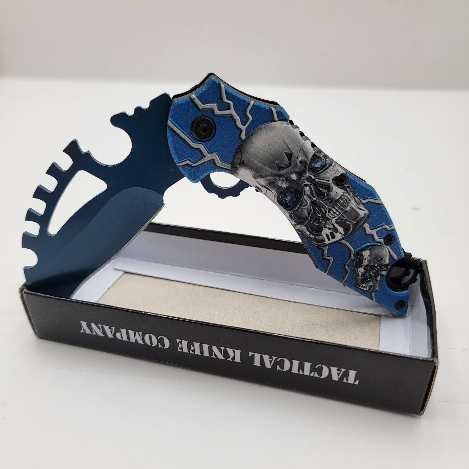 Voodoo Tactical Limited Edition Blue /w Skulls Folding Tactical Pocket Knife Size ONE SIZE - 5 Thumbnail
