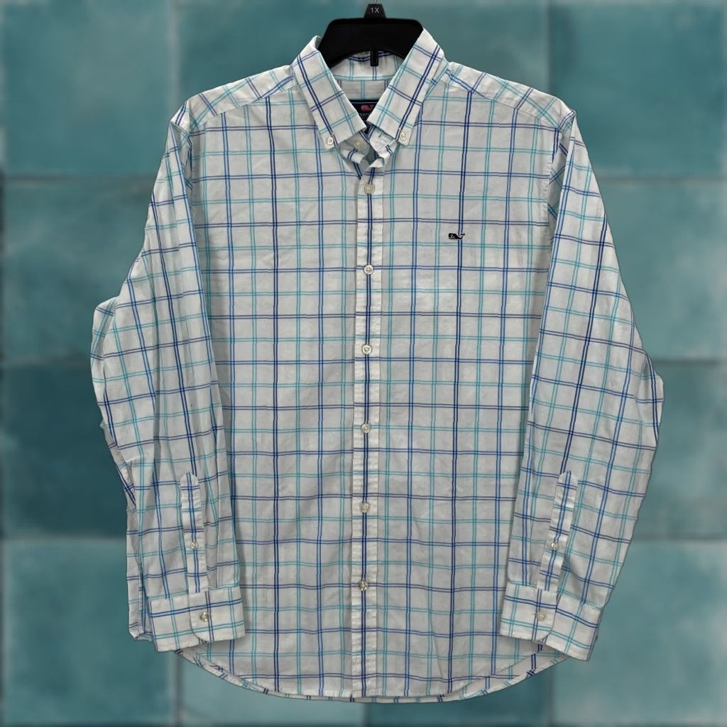 Vineyard Vines Vineyard Vines Whale Shirt Mens Large Blue Check Button-Down Preppy Coastal Shirt Size US L / EU 52-54 / 3 - 1 Thumbnail