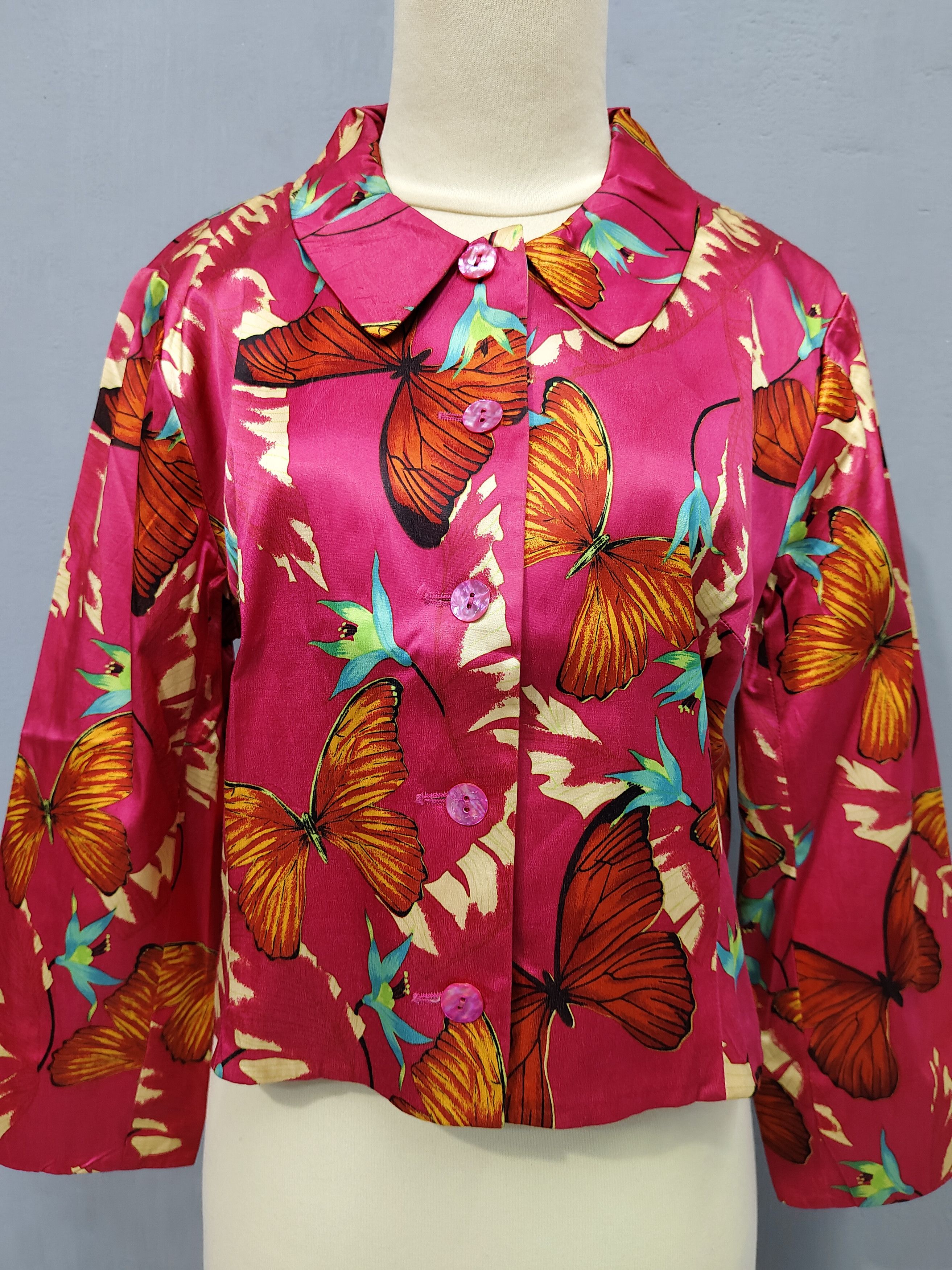 Kenzo 90s Kenzo Jungle❤️‍🔥Butterfly Florals Art Cropped Jacket Size M / US 6-8 / IT 42-44 - 2 Thumbnail