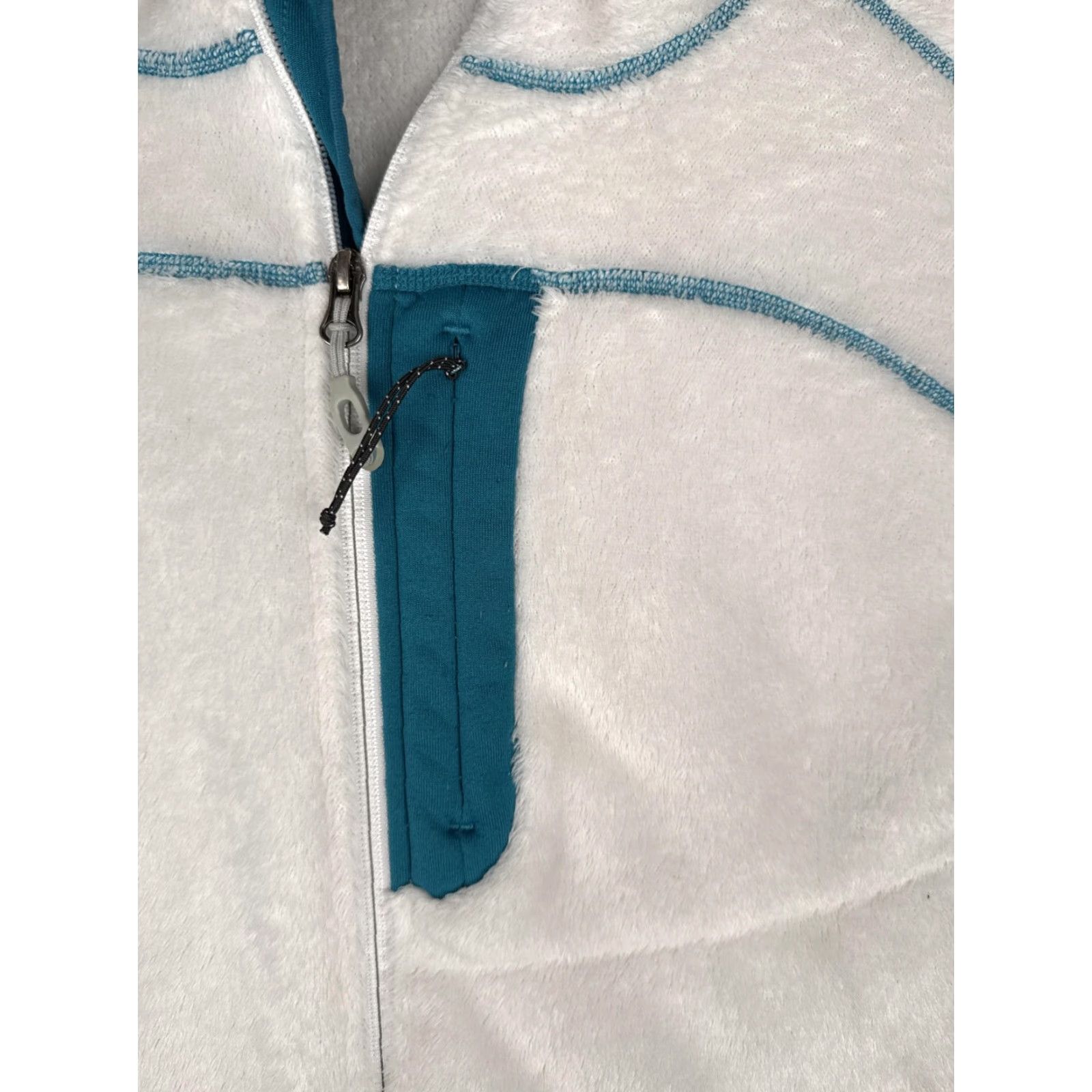 Mountain Hardwear Mountain Hardwear Jacket Womens XL White Teal Polartec Fleece Full Zip Hooded Size XL / US 12-14 / IT 48-50 - 6 Thumbnail
