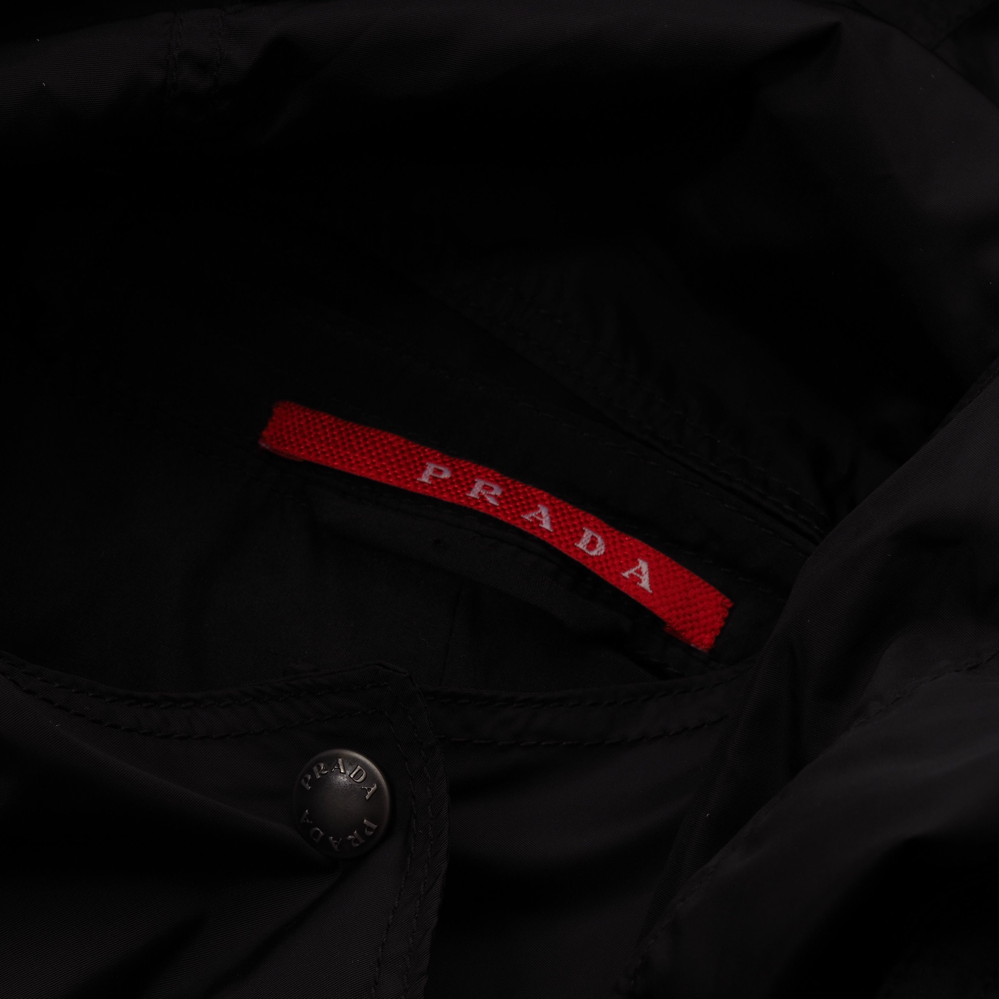 Prada Vintage Black Puff Sleeve Lightweight Zip Jacket