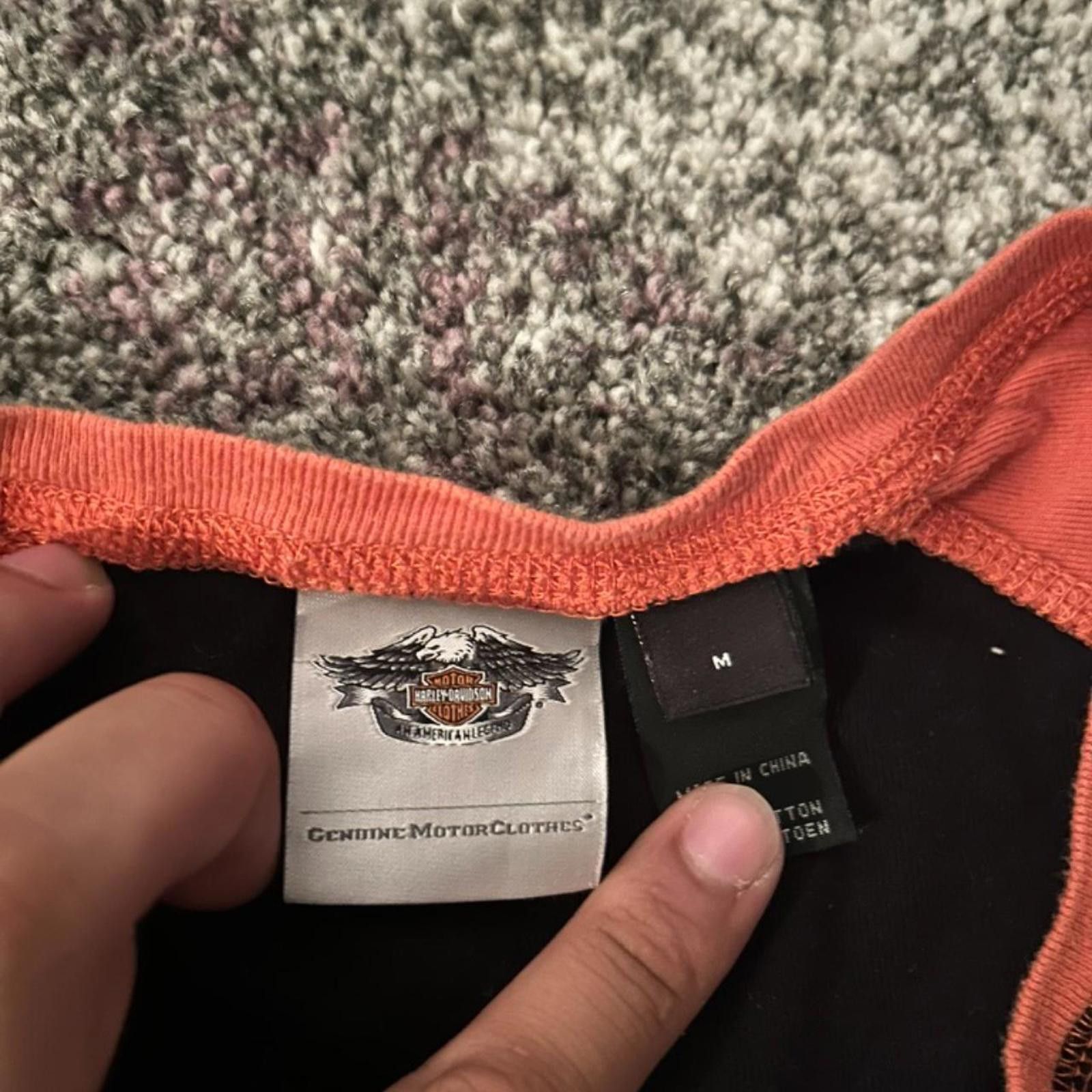 Harley Davidson Harley-Davidson Black & Orange Wing Logo V-Neck Tee Size M / US 6-8 / IT 42-44 - 4 Thumbnail