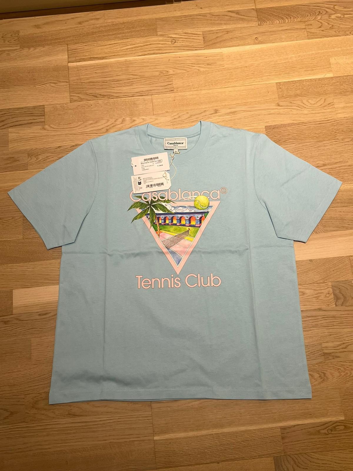 image of Casablanca Tennis Club T-Shirt in Blue, Men's (Size 2XL)