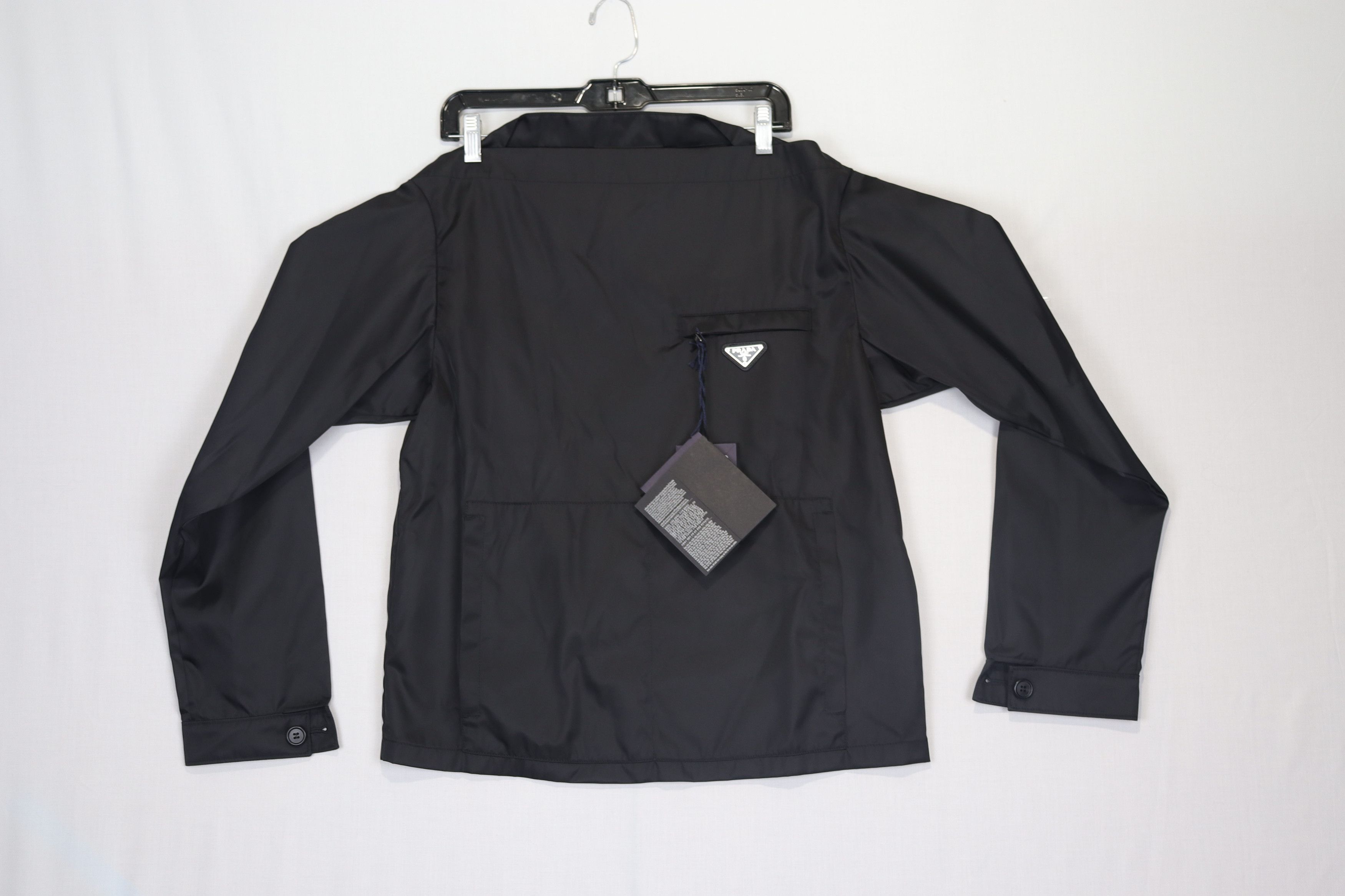 Image of Prada Re Nylon Triangle Logo Re-Nylon Blouson In Black, Men's (Size Small)