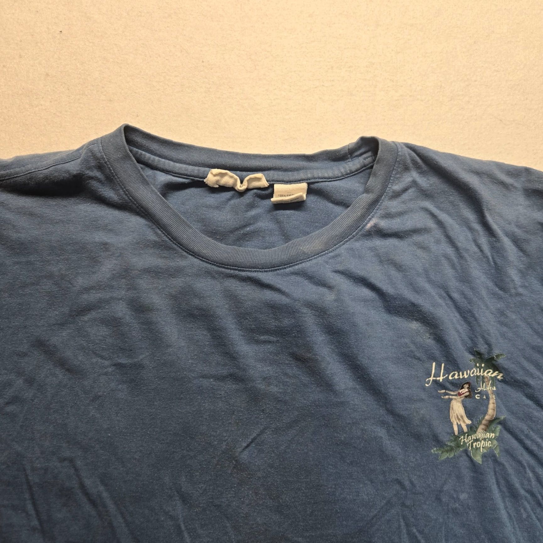 Anvil VINTAGE Hawaiian Tropic Cafe Blue T-Shirt Adult XL Extra Large Hawaiian Beach Sun 80s 90s Mens Shirt Size US XL / EU 56 / 4 - 3 Thumbnail