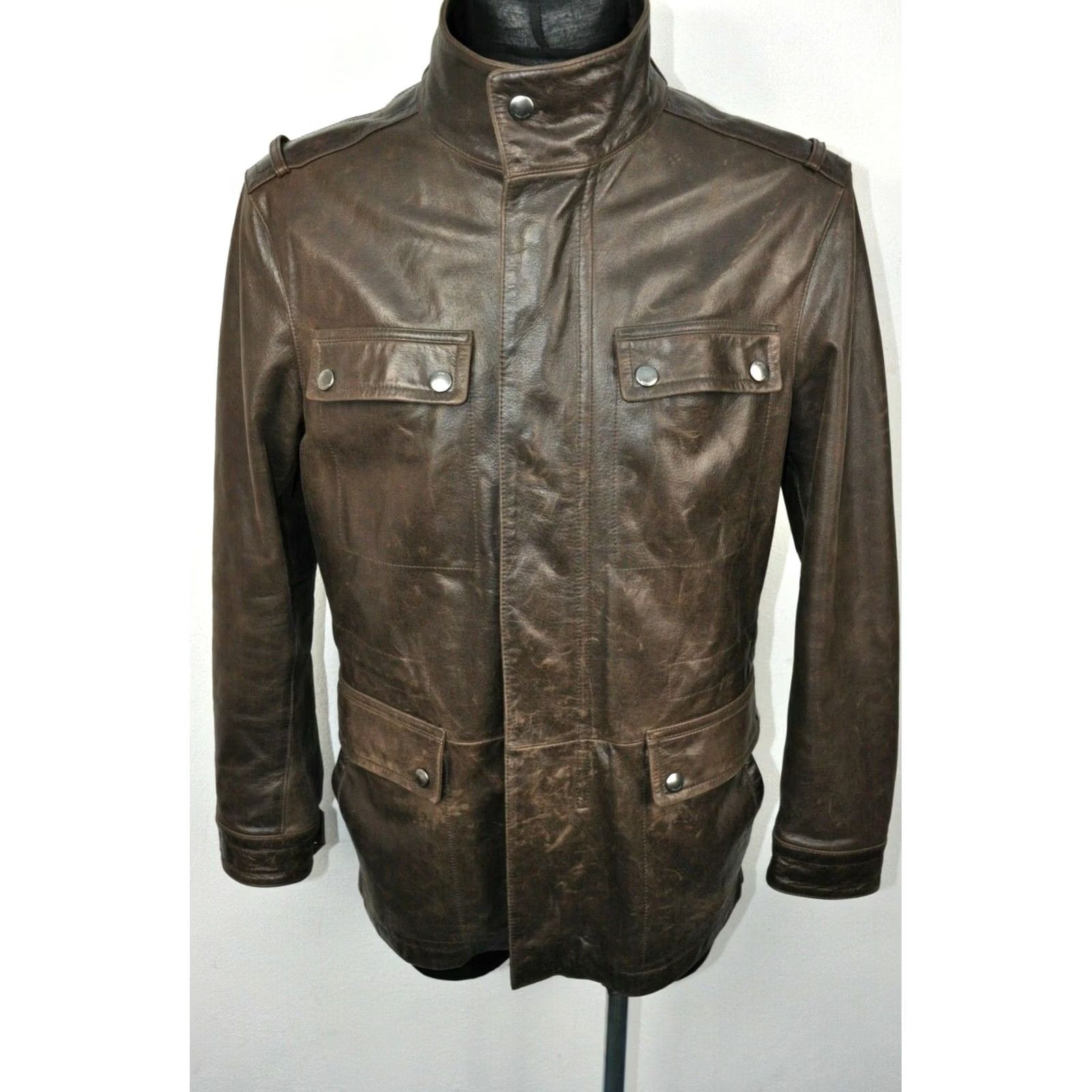 Hugo Boss HUGO BOSS CUNO-N JACKET Leather Motorcycle Brown Mens 48 Size US M / EU 48-50 / 2 - 2 Thumbnail
