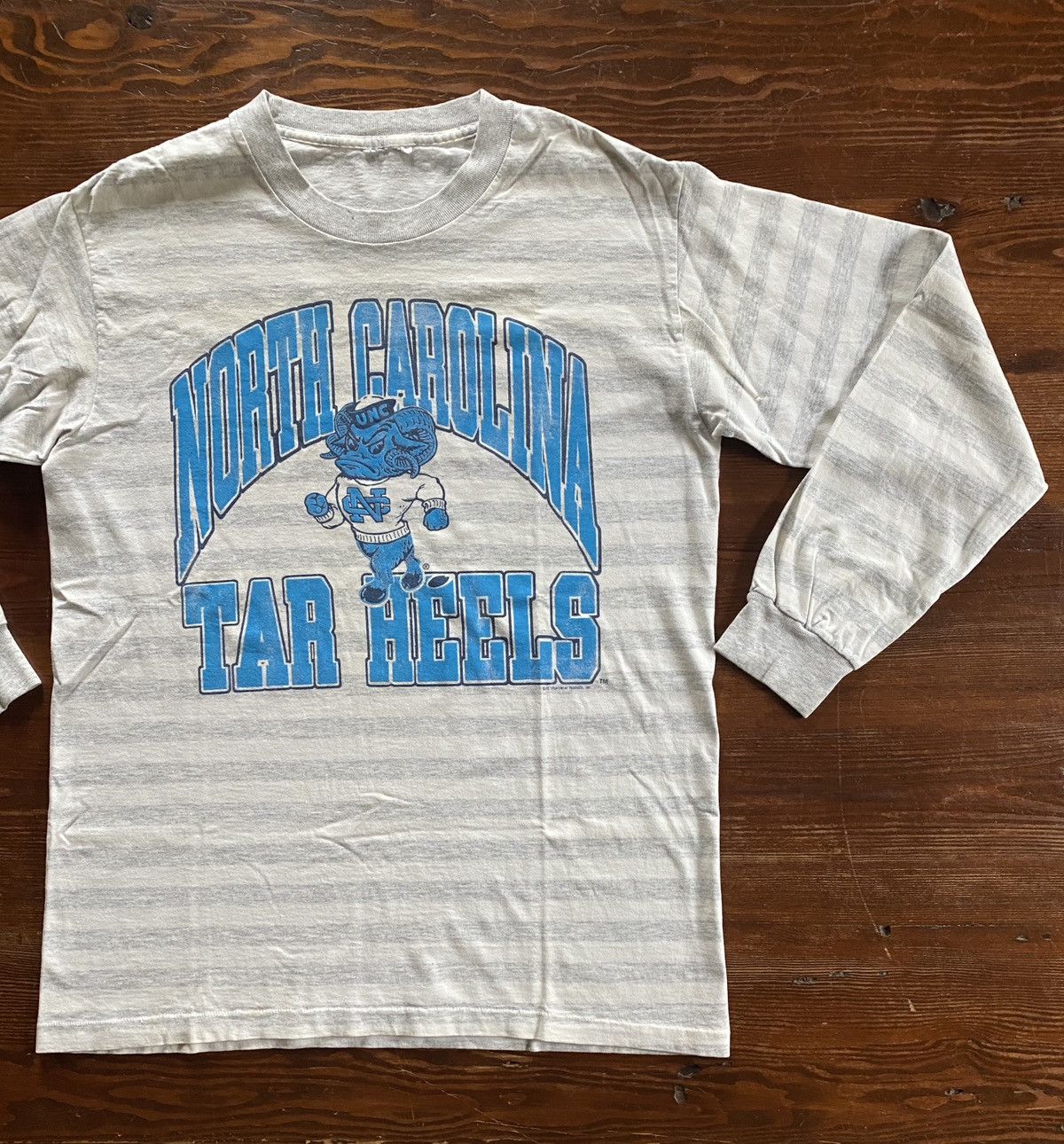 Vintage UNC Tar Heels Single Stitch Striped Long Sleeve Tee