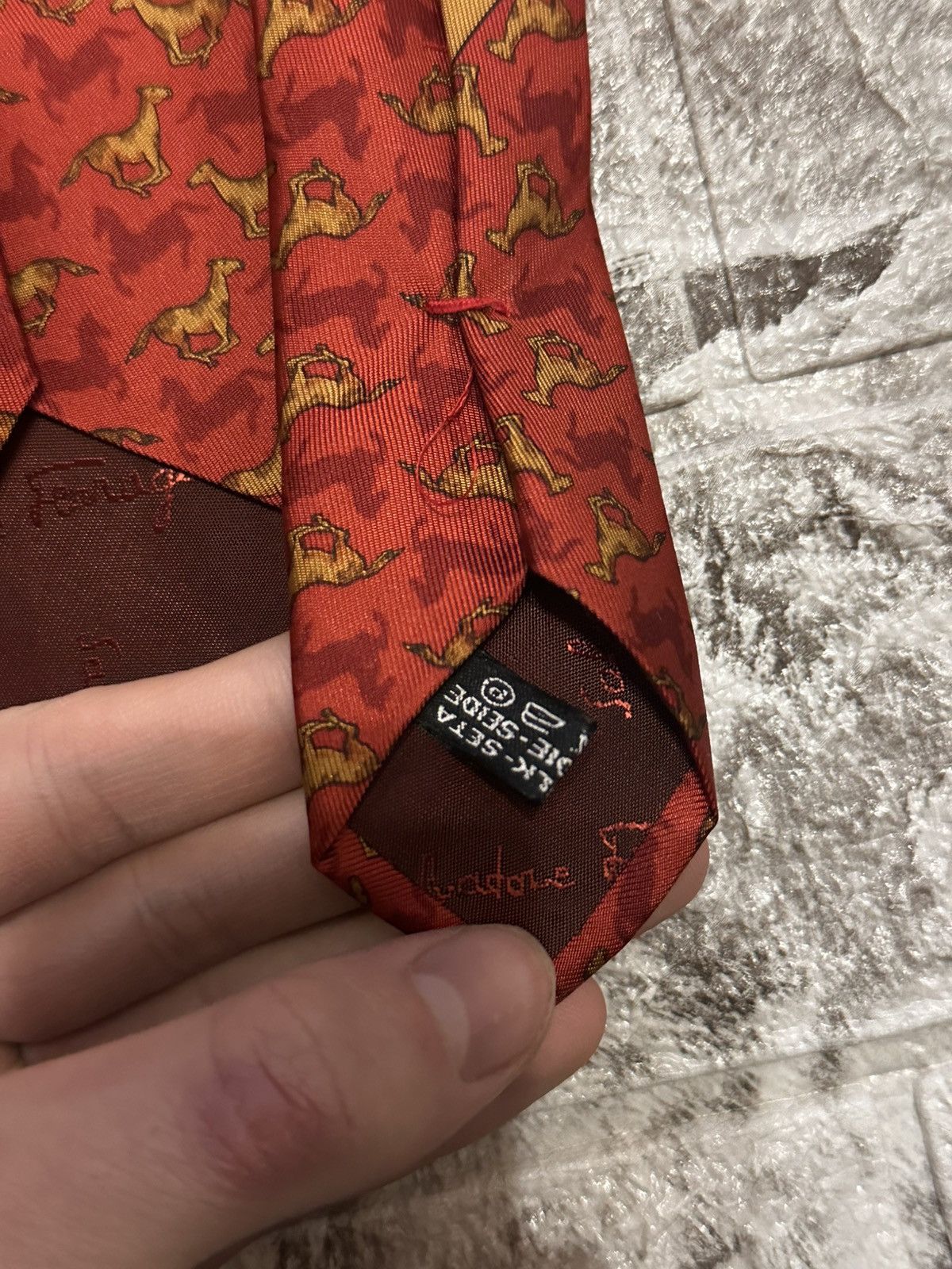 Salvatore Ferragamo Salvatore Ferragamo 100% Silk Tie Geometric Print Rad Italy Size ONE SIZE - 5 Thumbnail