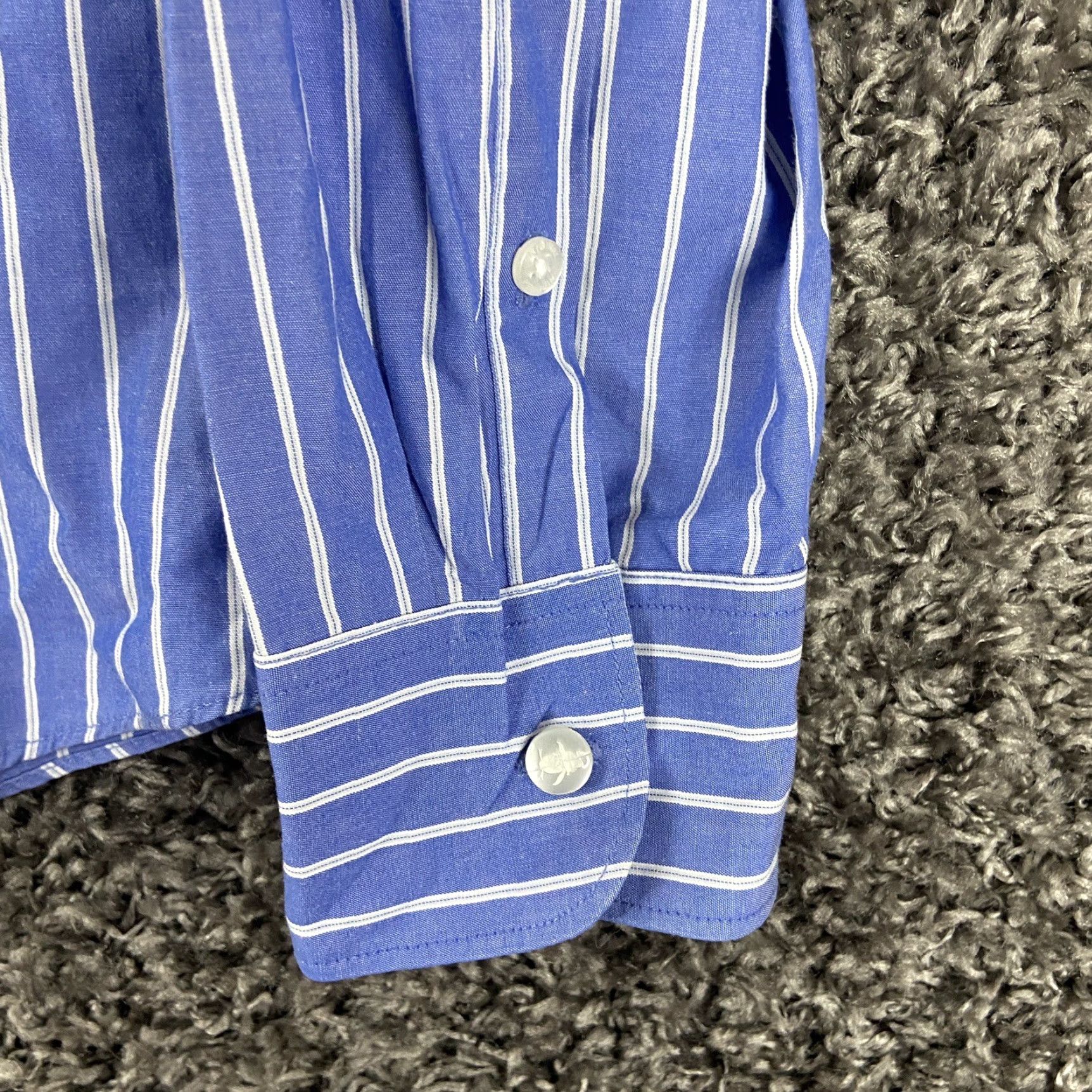 Original Penguin VINTAGE Original Penguin Dress Shirt Mens 16.5 37/36 Regular Long Sleeve Purple Stripe Button-Up Modern Brand-Patterned Shirt 16.5 Mens Size 42R - 3 Thumbnail