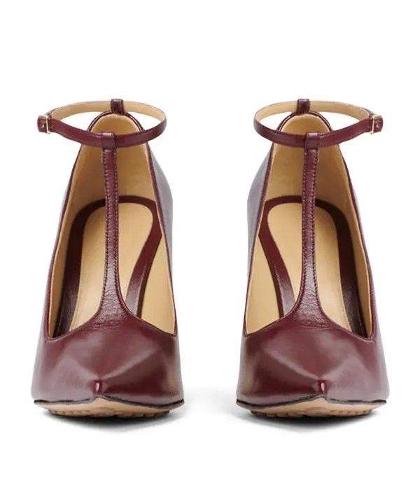 Bottega Veneta o1bcso1str0924 Punta T-Bar Pump in Burgundy Size US 7 / IT 37 - 4 Thumbnail