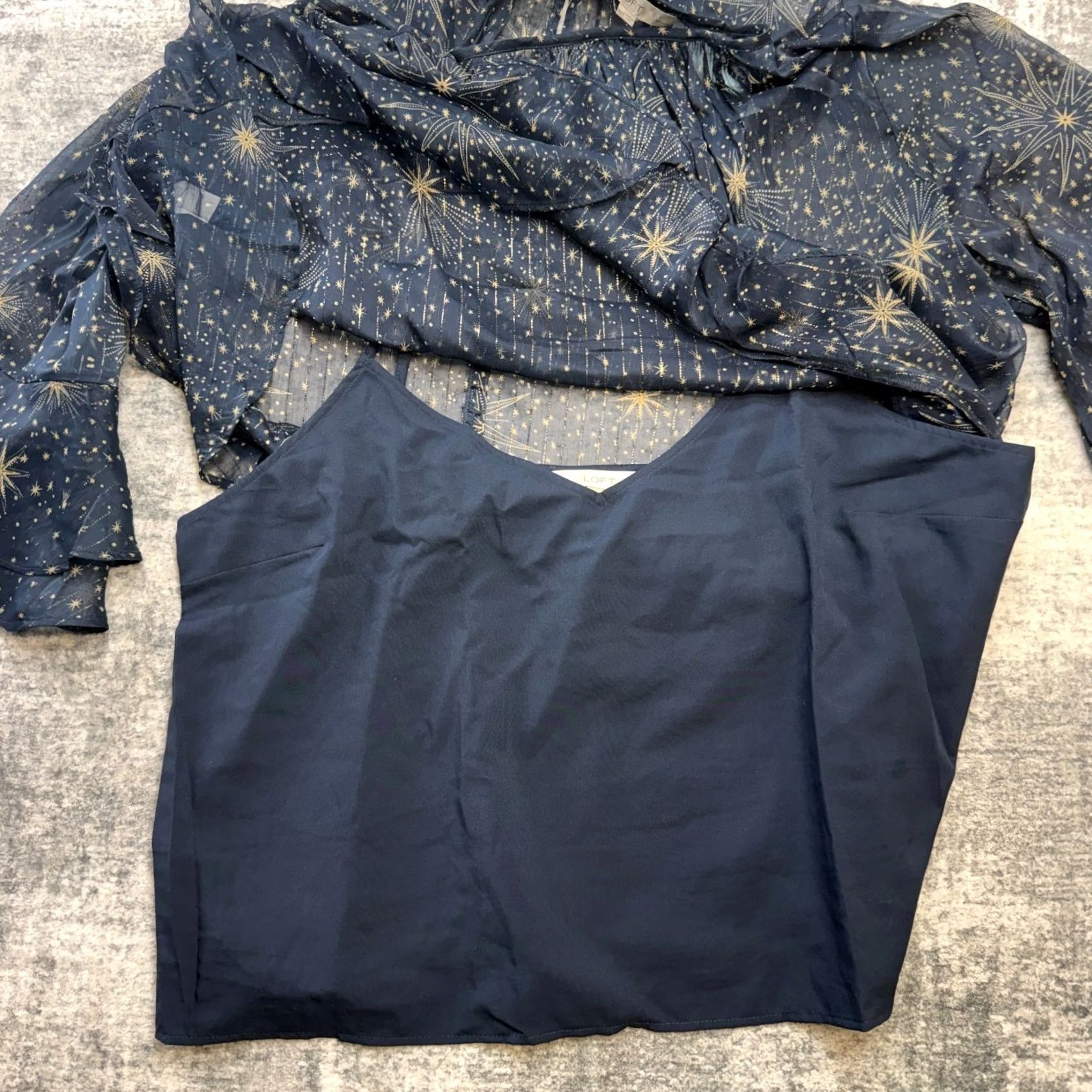 Loft LOFT Blue Chiffon Celestial Peplum Ruffle Sleeve Blouse Womens 2XL Petite Crew Neck Long Sleeve Shirt Size XXL / US 16-18 / IT 52-54 - 7 Thumbnail