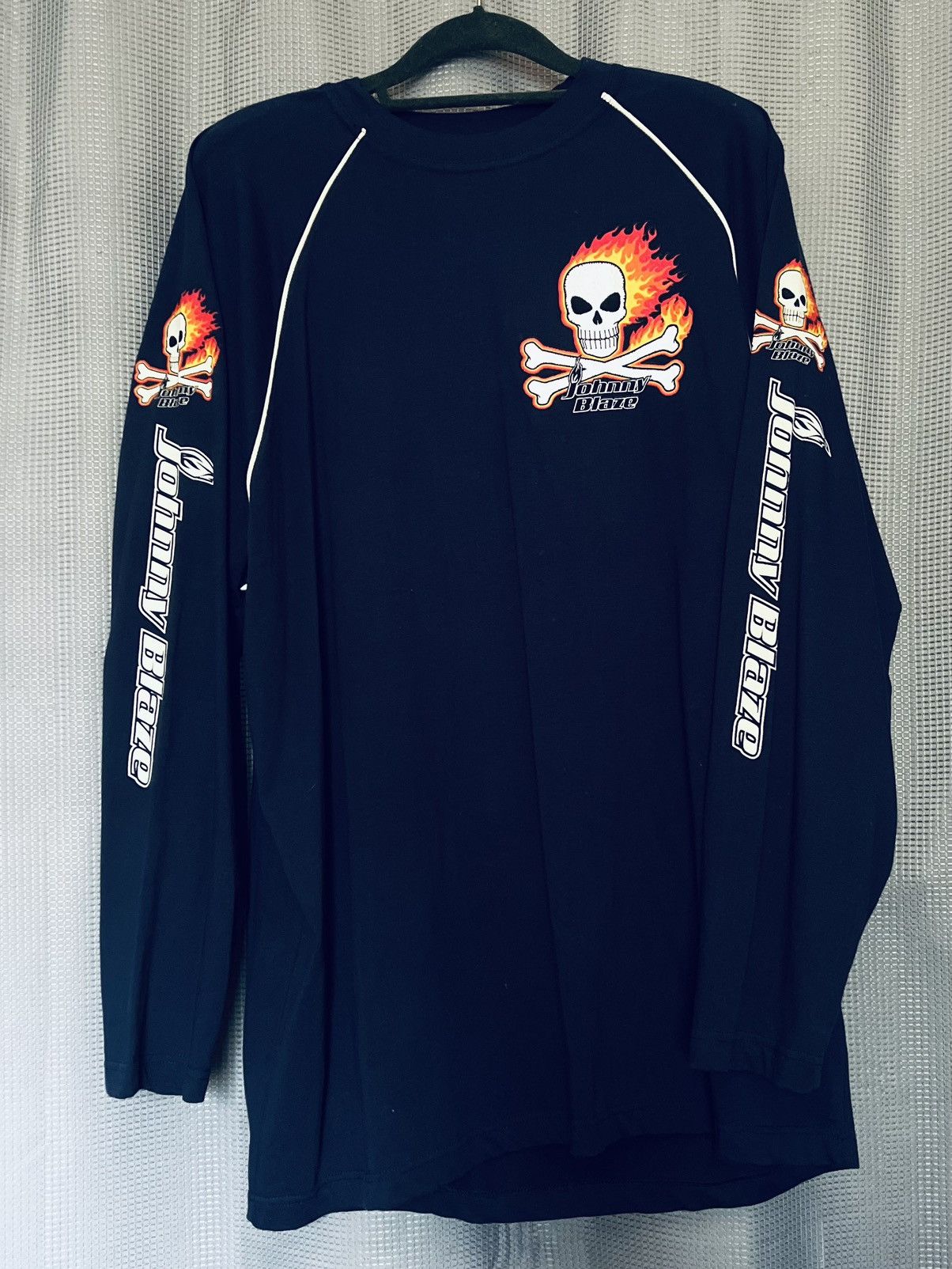 Rap Tees × Vintage Johnny Blaze Long Sleeve Shirt Skull Flames 90s Method Man Size US XL / EU 56 / 4 - 2 Thumbnail