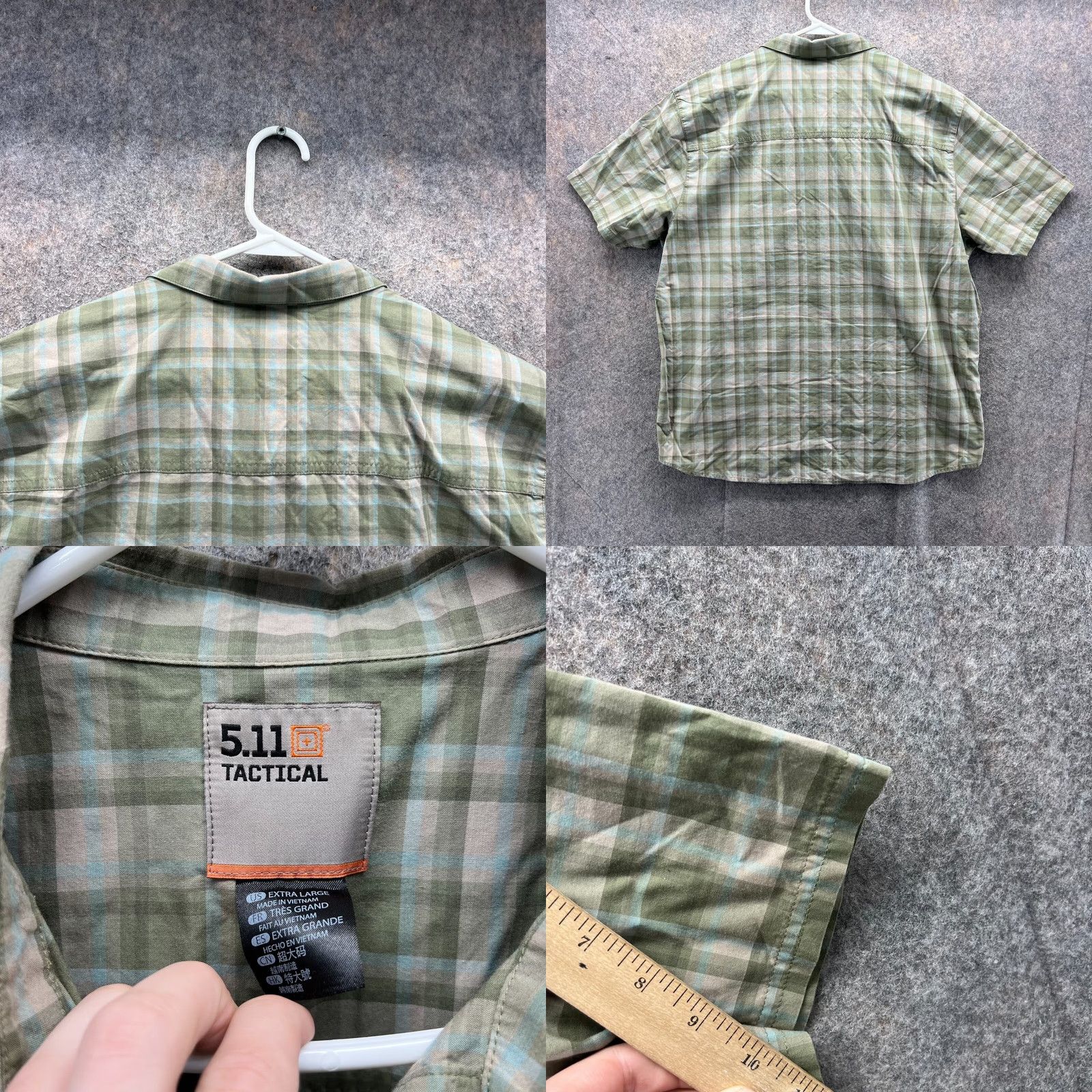 Vintage 5.11 Tactical Shirt Men XL Plaid Green Button-Down Short Sleeve Size US XL / EU 56 / 4 - 8 Thumbnail