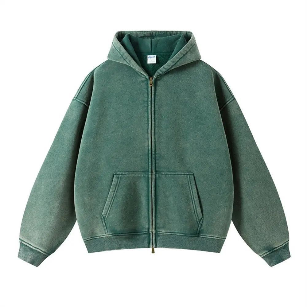 Japanese Brand × Vintage Green Batik Fleece Zippered Hoodie Size US XL / EU 56 / 4 - 1 Thumbnail
