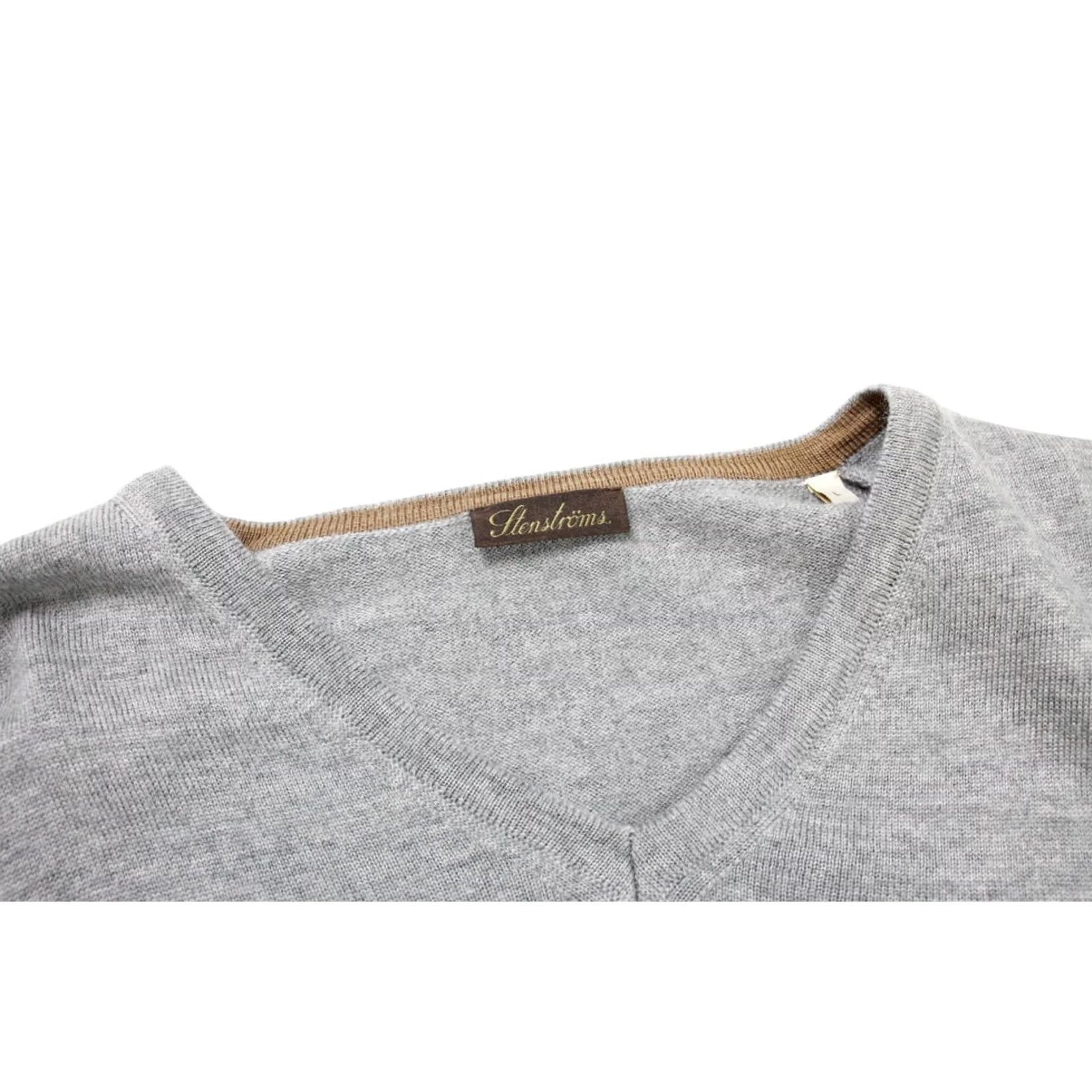Vintage Stenstroms Jumper Mens MEDIUM Merino Wool Knitted V-Neck Melange Pullover Grey Knit Casual Winter All Seasons Mens Size US M / EU 48-50 / 2 - 4 Thumbnail