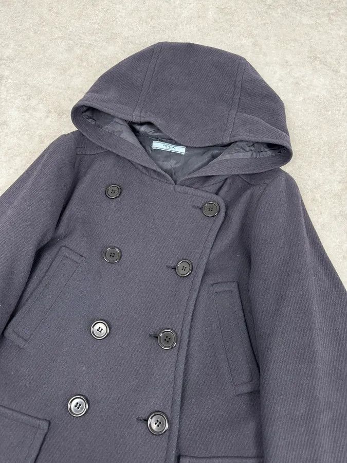 Prada AW2011 Prada Navy Asymmetrical Wool Double-Breasted Long Jacket Size US XS / EU 42 / 0 - 5 Thumbnail