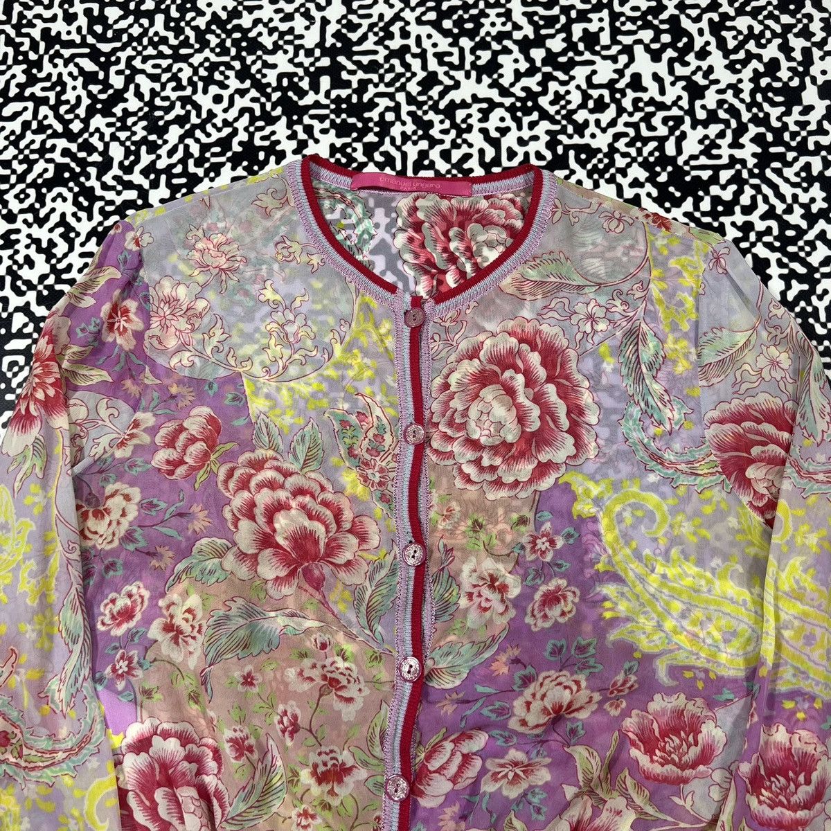 Emanuel Ungaro Vintage Y2K Emanuel Ungaro Paris Silk Floral Luxury Cardigan Size M / US 6-8 / IT 42-44 - 5 Thumbnail