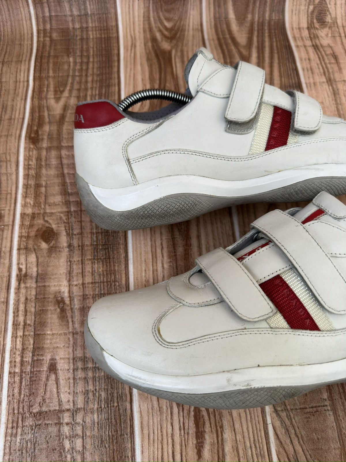 Prada Prada Americas Cup Velcro Straps Red Tab Leather Sneaks Size US 8.5 / EU 41-42 - 8 Thumbnail