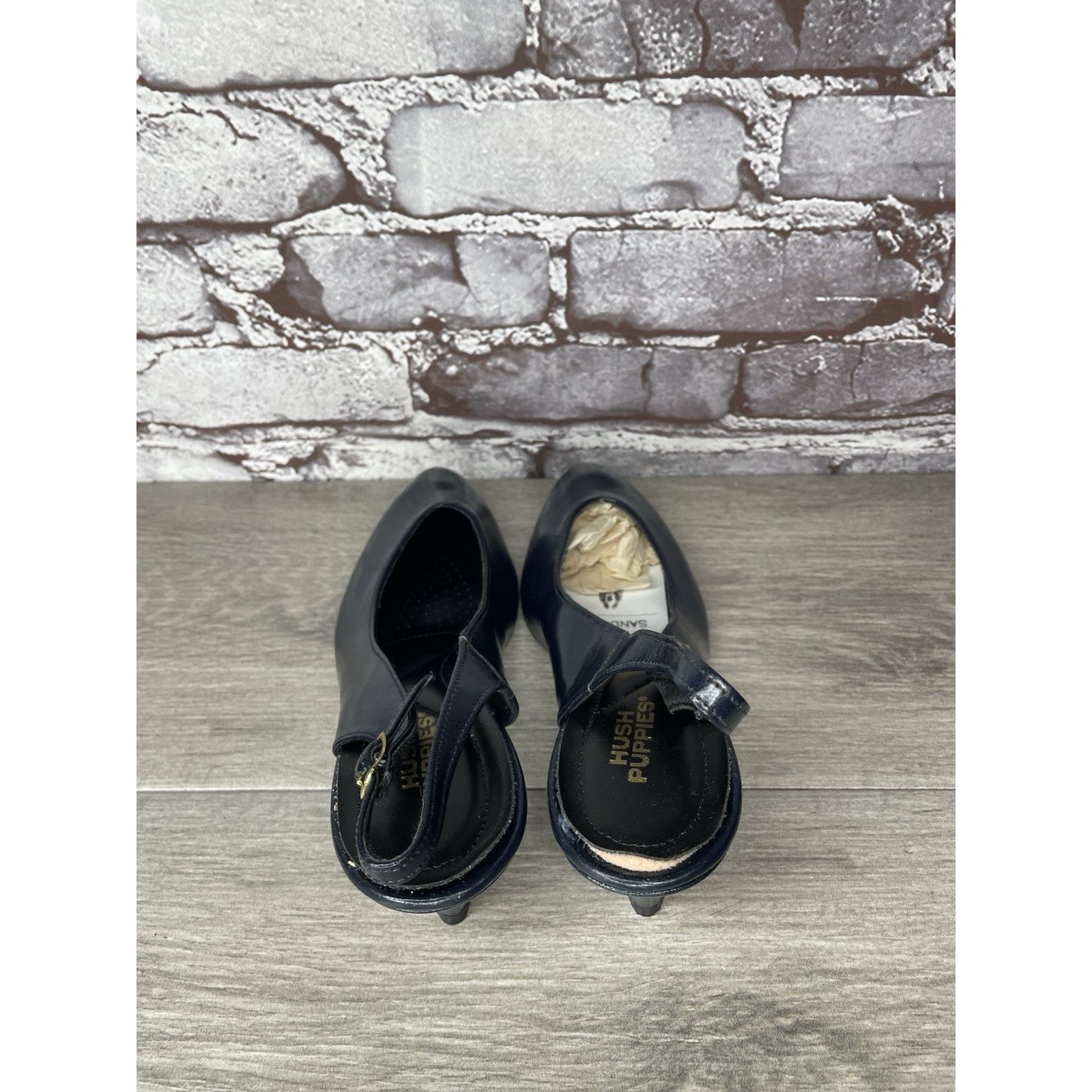 Hush Puppies Hush Puppies Navy Blue Leather Pointed Toe Ankle Strap Heels Size US 8.5 / IT 38.5 - 6 Thumbnail