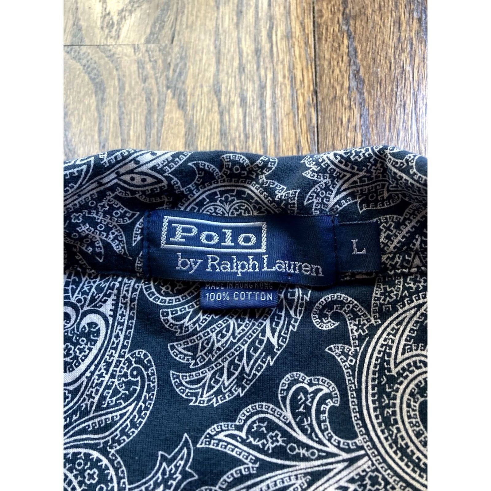 Polo Ralph Lauren VINTAGE Polo Ralph Lauren Shirt Mens L Paisley Navy Blue 90s Cotton Short Sleeve Size US L / EU 52-54 / 3 - 5 Thumbnail
