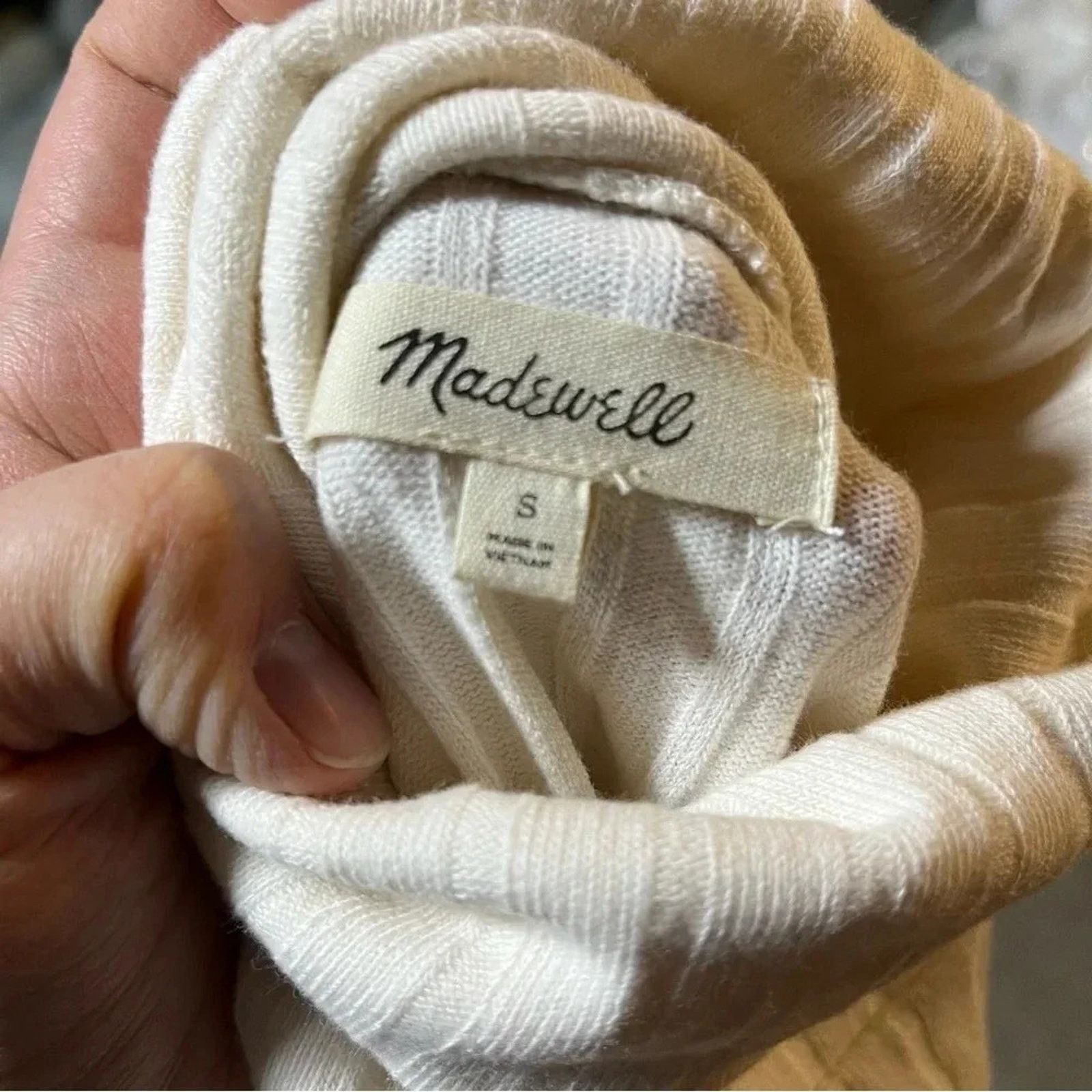 Madewell Madewell Cream Ribbed Long Sleeve Turtleneck Sweater Sz S Size S / US 4 / IT 40 - 2 Thumbnail