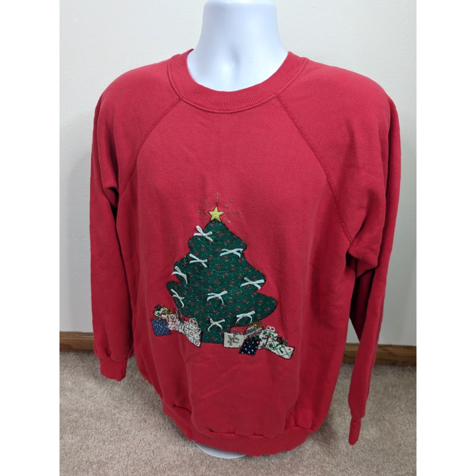 Vintage VINTAGE Raglan Holiday Sweatshirt Ugly Christmas Tree Adult 2XL USA 80s Christmas Tree Sweatshirt Mens Womens Pullover Red Holiday 80s USA Raglan Size US XXL / EU 58 / 5 - 2 Thumbnail