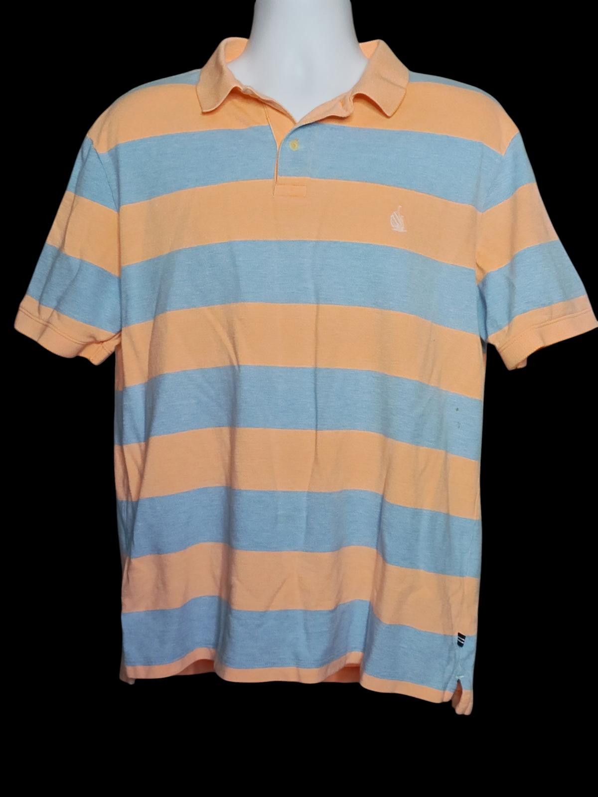 Nautica Men's Short Sleeve Polo Shirt Blue and Orange Stripes Size US L / EU 52-54 / 3 - 3 Thumbnail